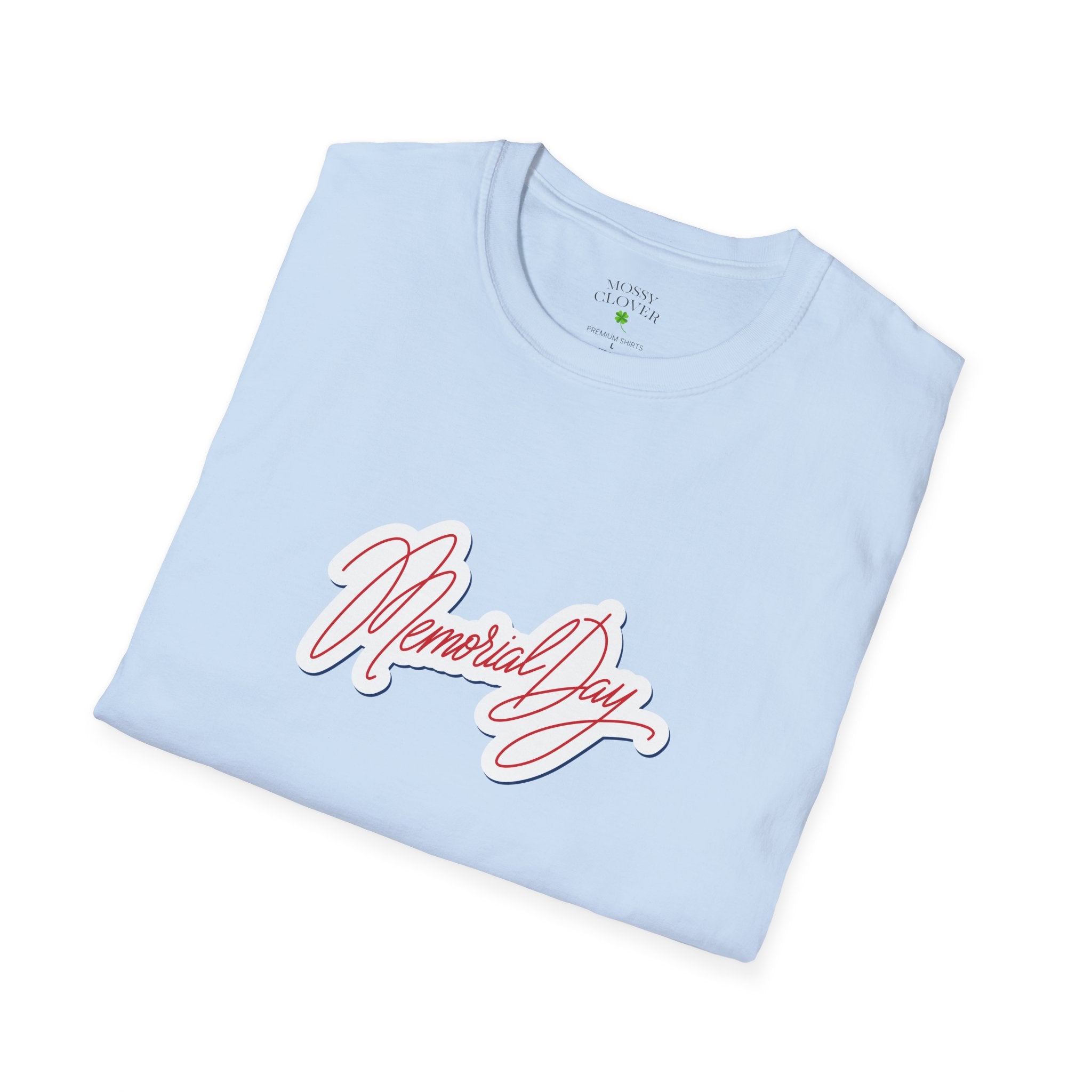 Memorial Day T-Shirt – 'Memorial Day' Script Front & American Flag Back
