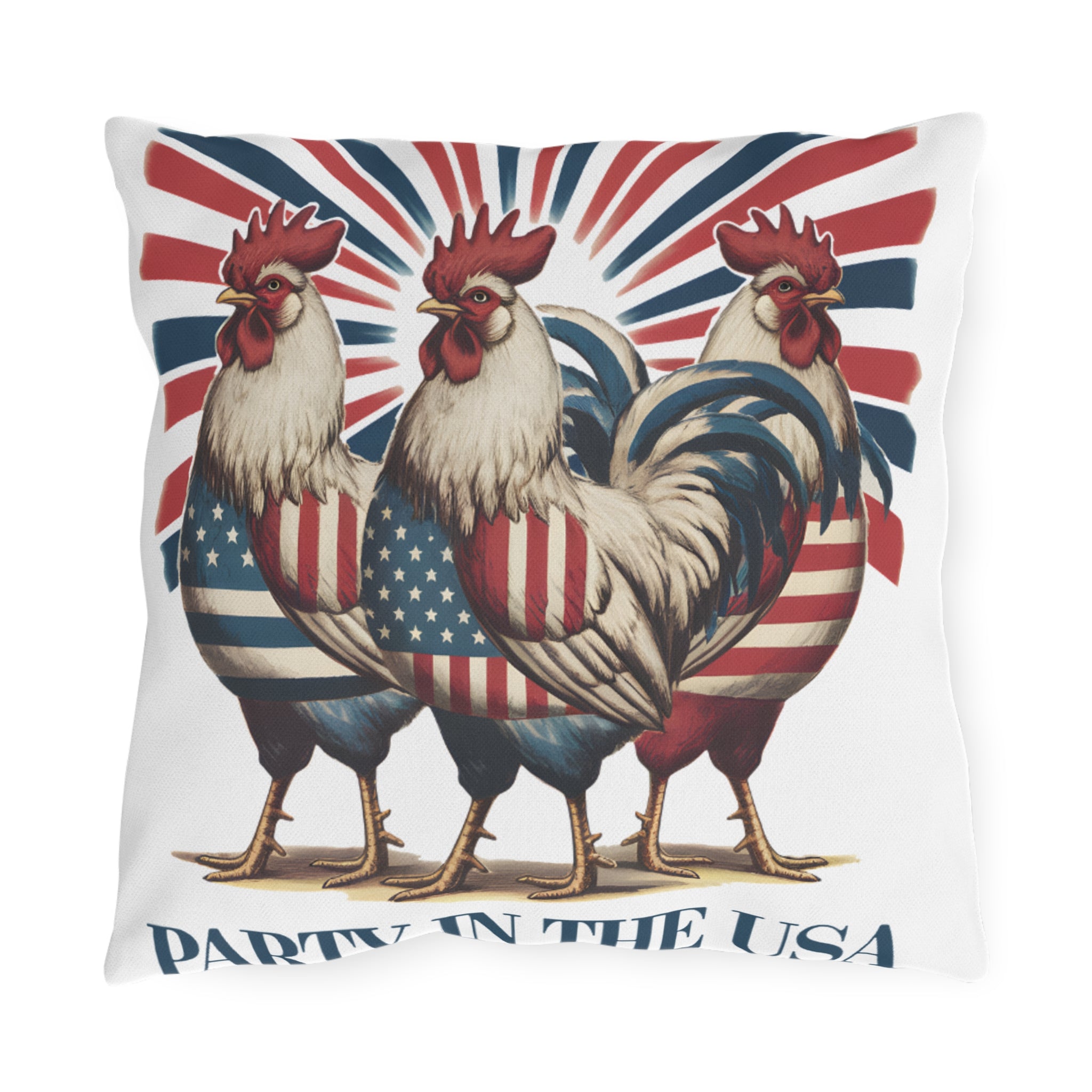 Patriotic Americana Throw Pillow  - 4th of July Outdoor Pillow