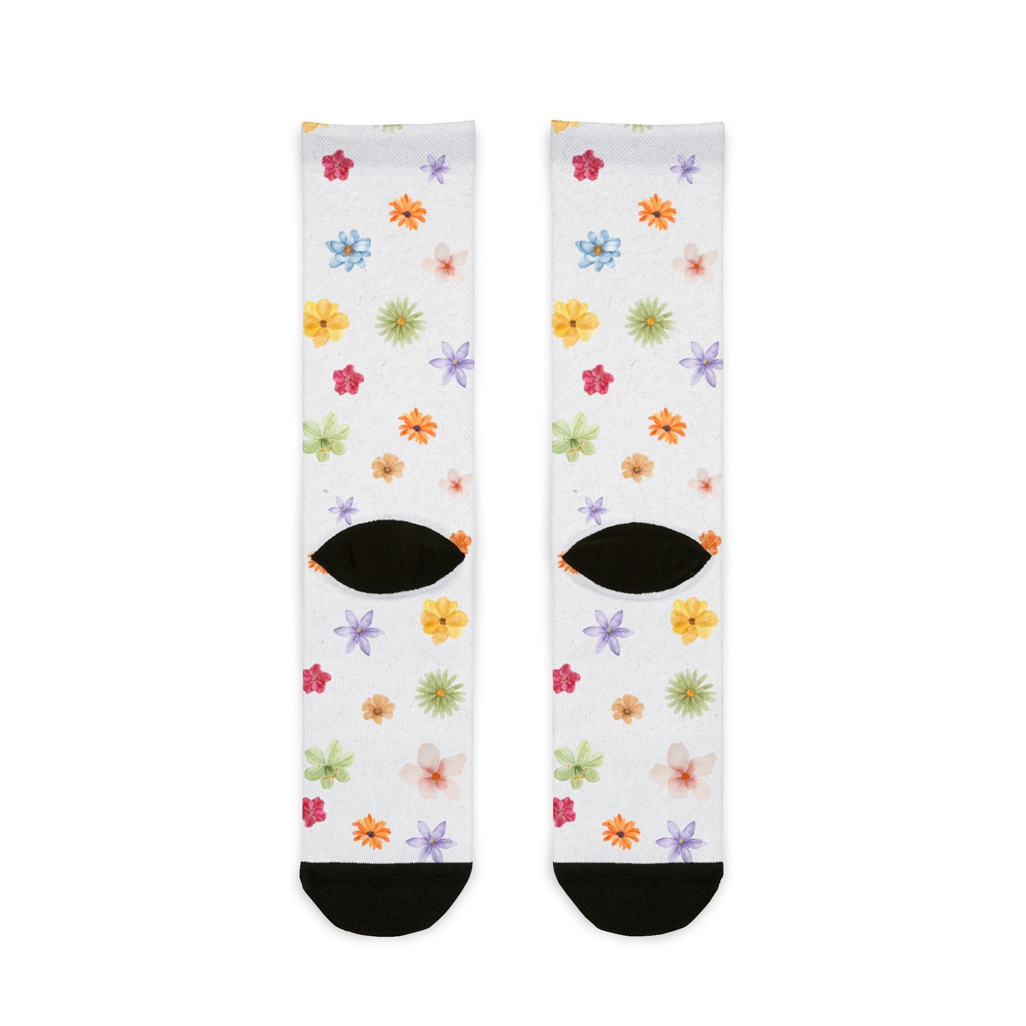 Floral Scatter Crew Socks — Colorful Watercolor Flower Socks