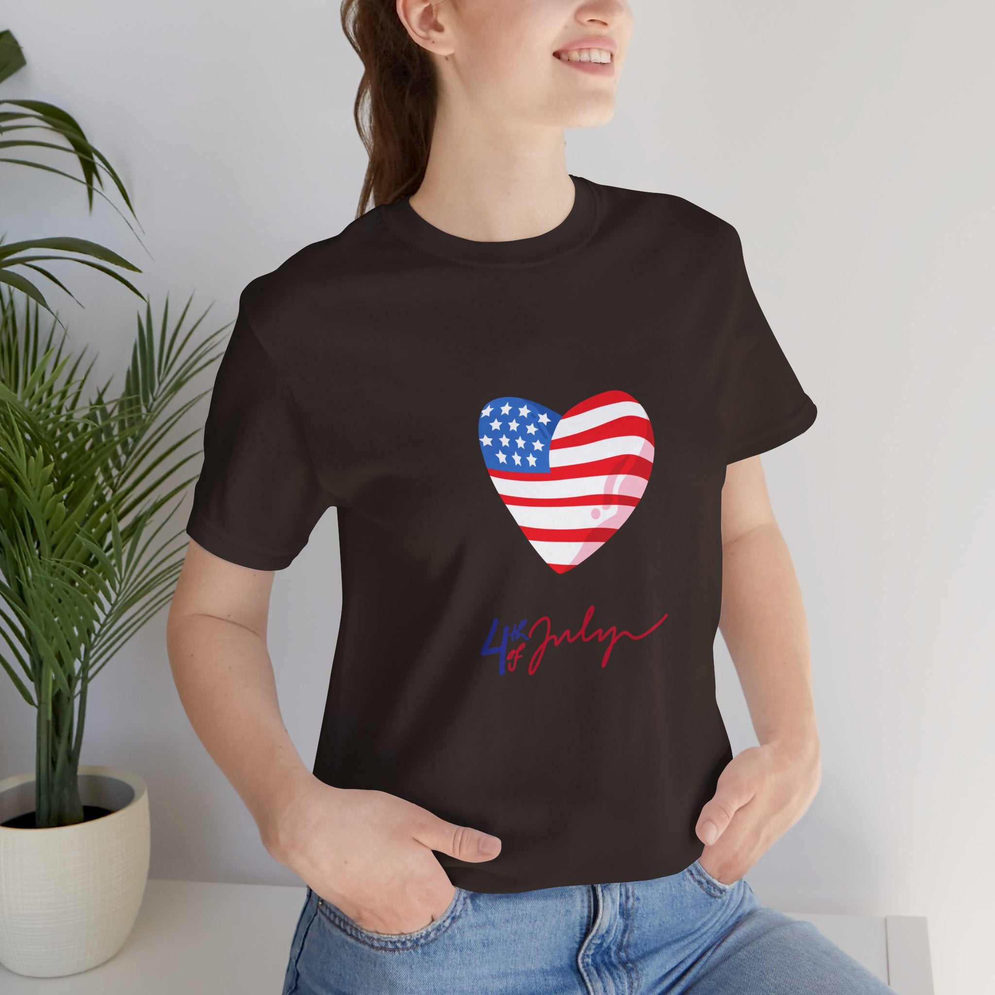 4th of July Heart Flag Tee — American Flag Heart Graphic T-Shirt