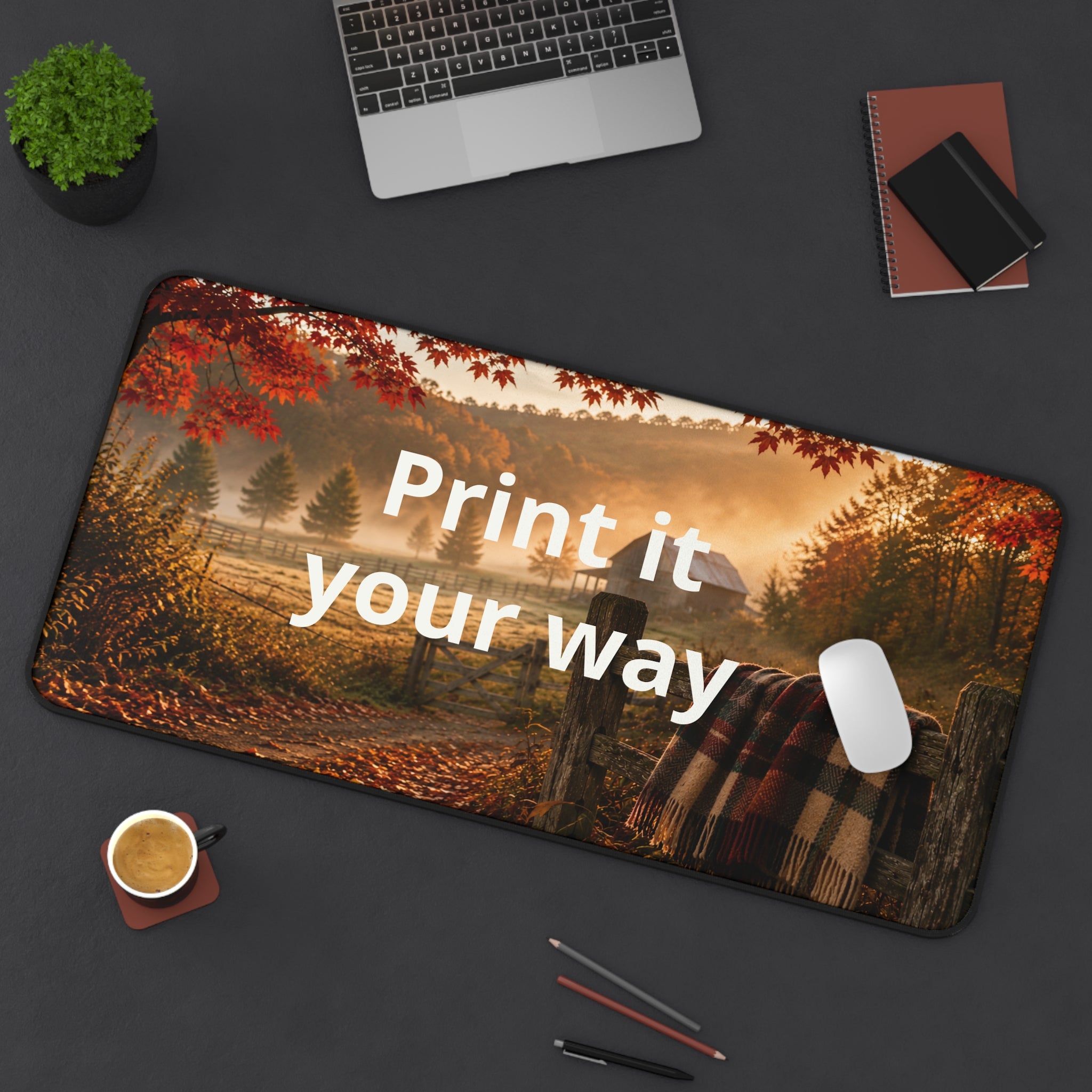 Custom Photo Desk Mat — Personalized Scenic Office Mousepad ("Print it your way")