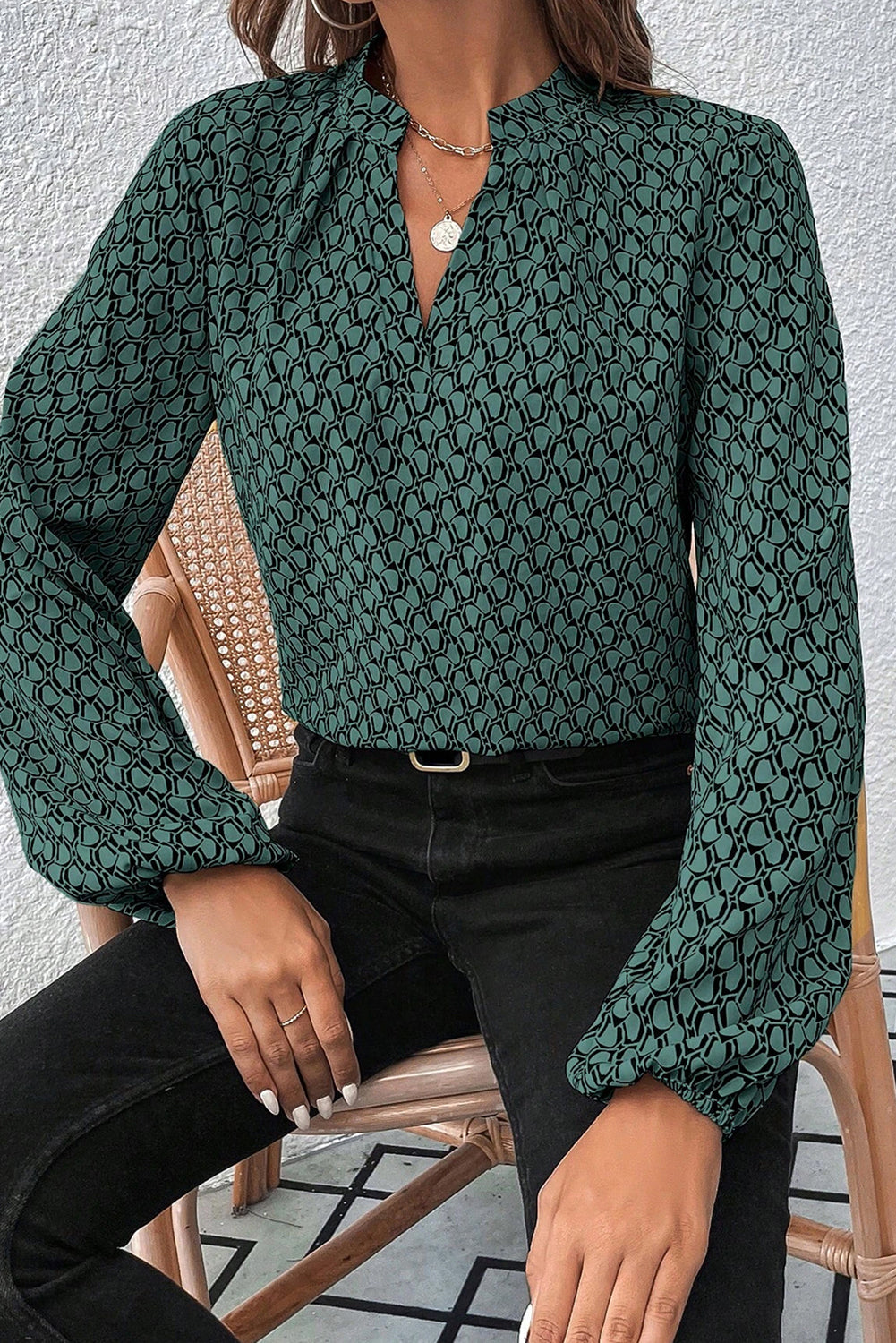 The Mosaic Puff Sleeve Blouse for Women