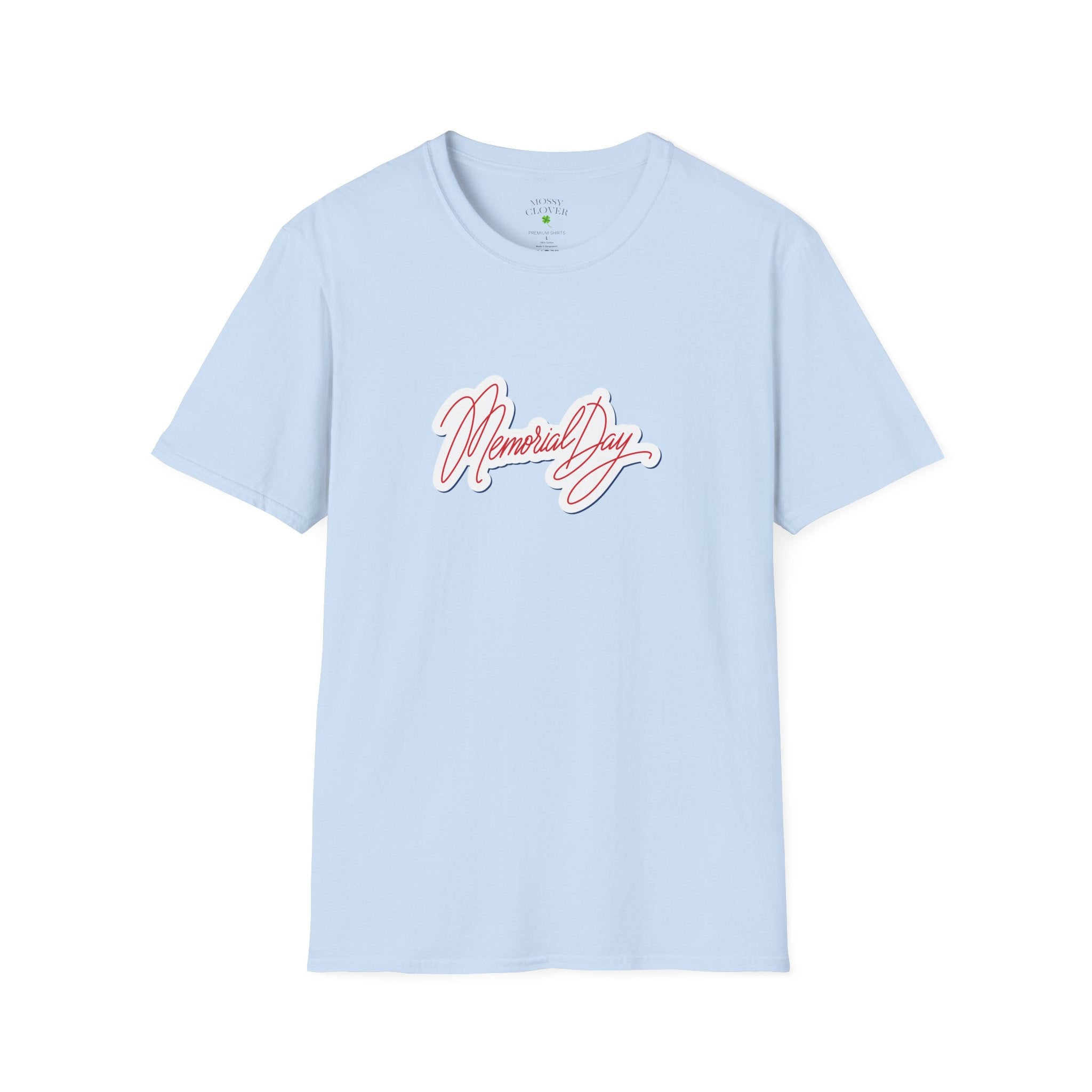 Memorial Day T-Shirt – 'Memorial Day' Script Front & American Flag Back