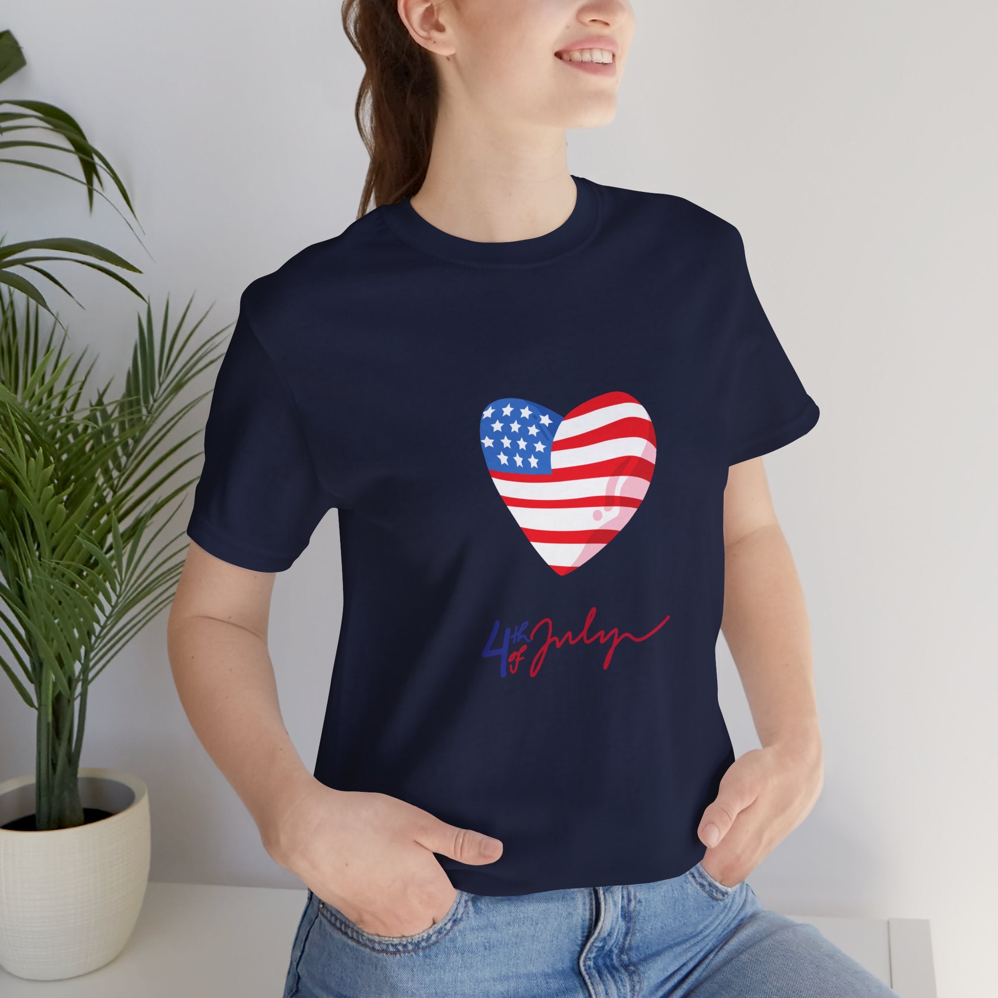 4th of July Heart Flag Tee — American Flag Heart Graphic T-Shirt