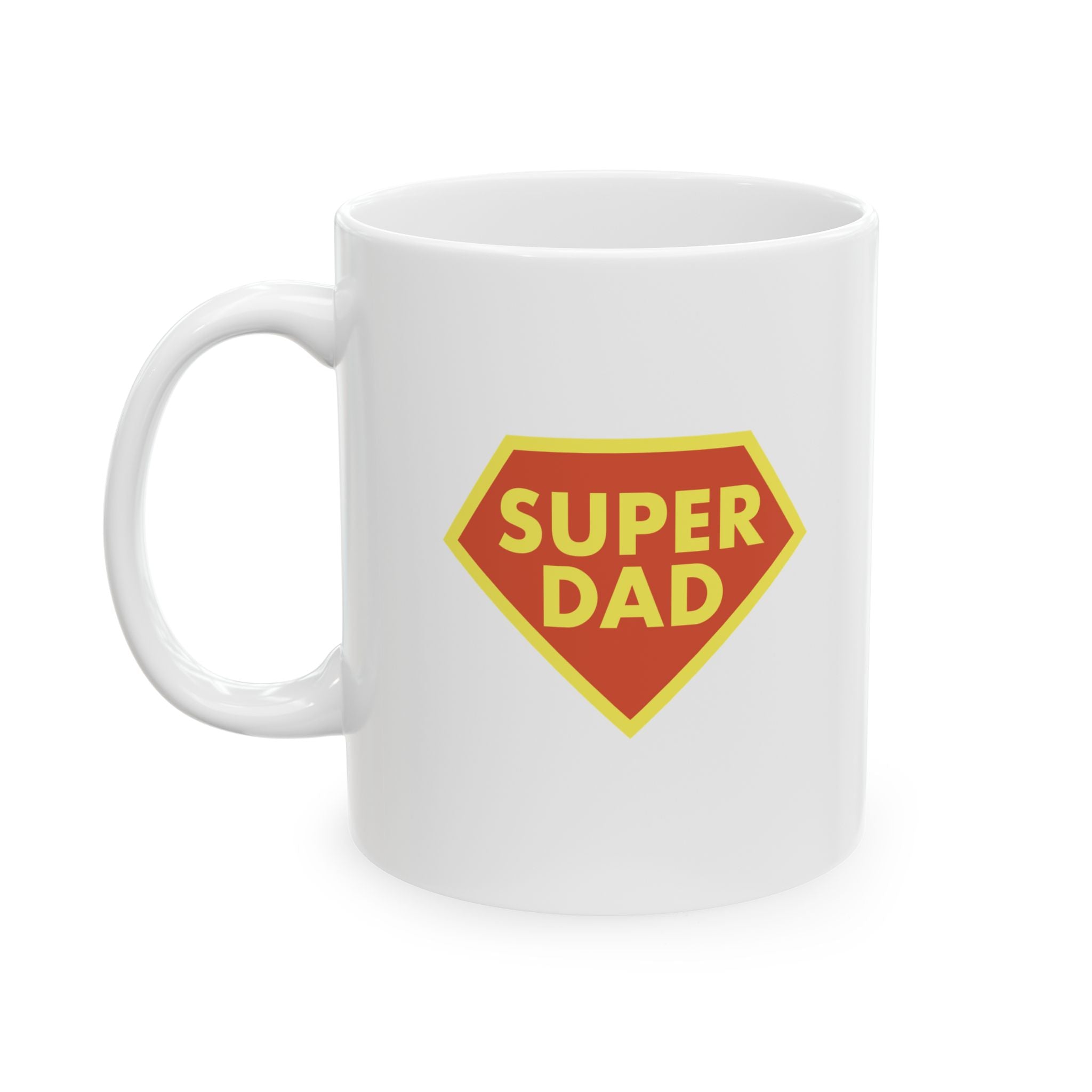 Ceramic Mug — "Super Dad" Coffee Cup with Heart Accents (11oz, 15oz)