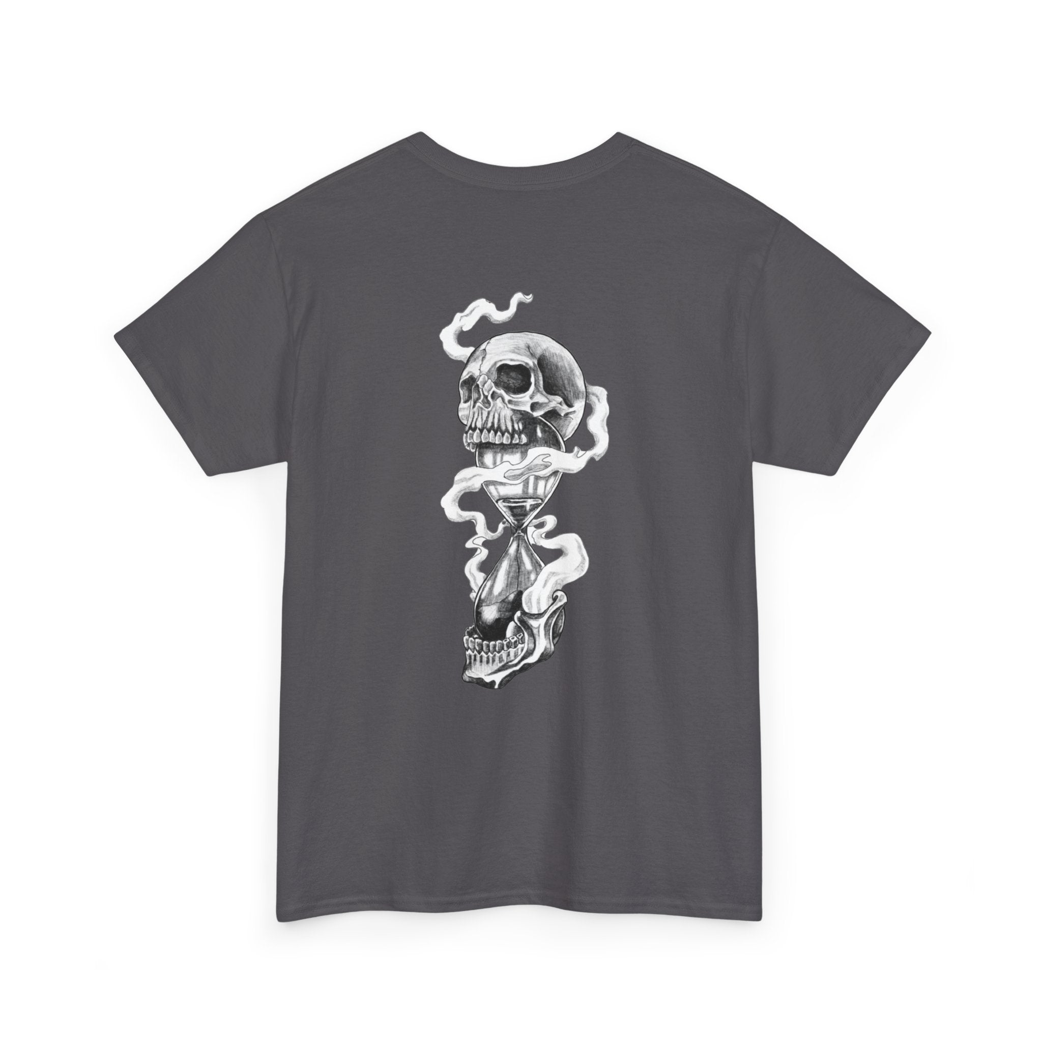Skull Hourglass Tee — Gothic Skull Backprint Graphic T-Shirt