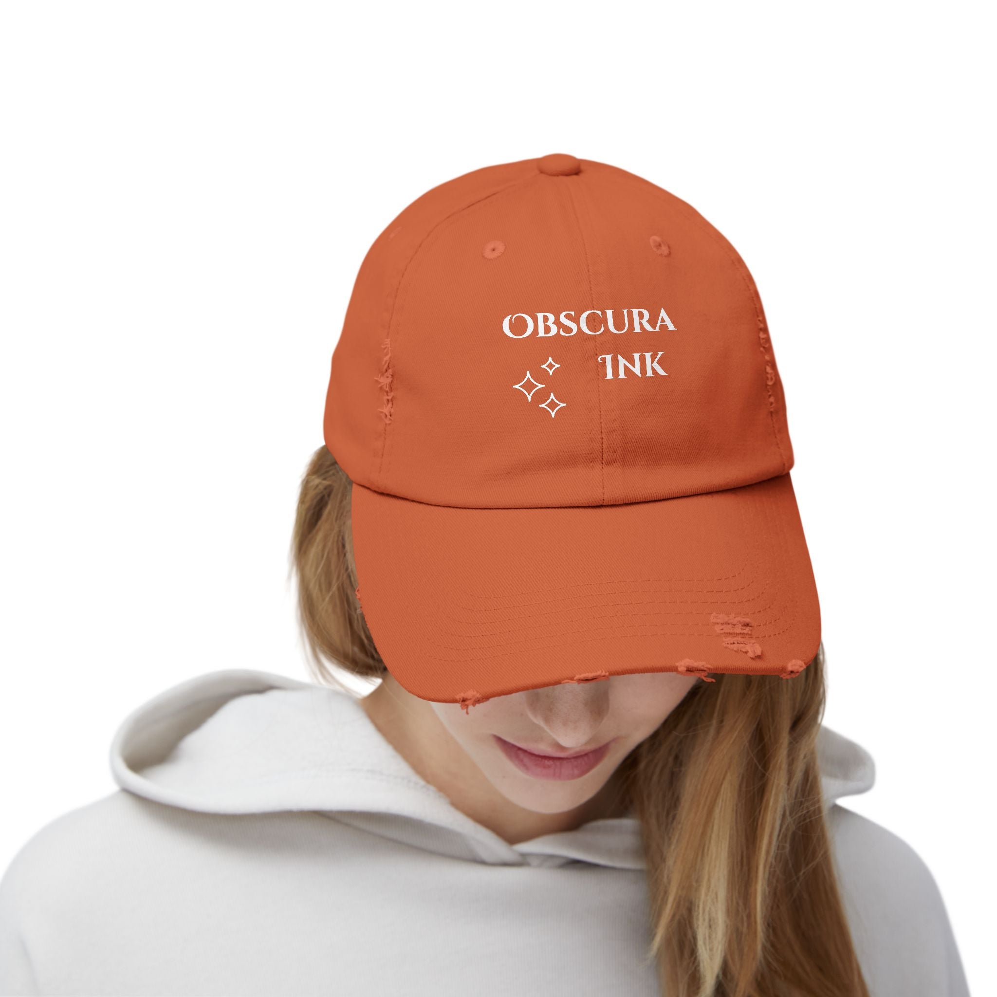 Obscura Ink Distressed Baseball Cap — Name Logo