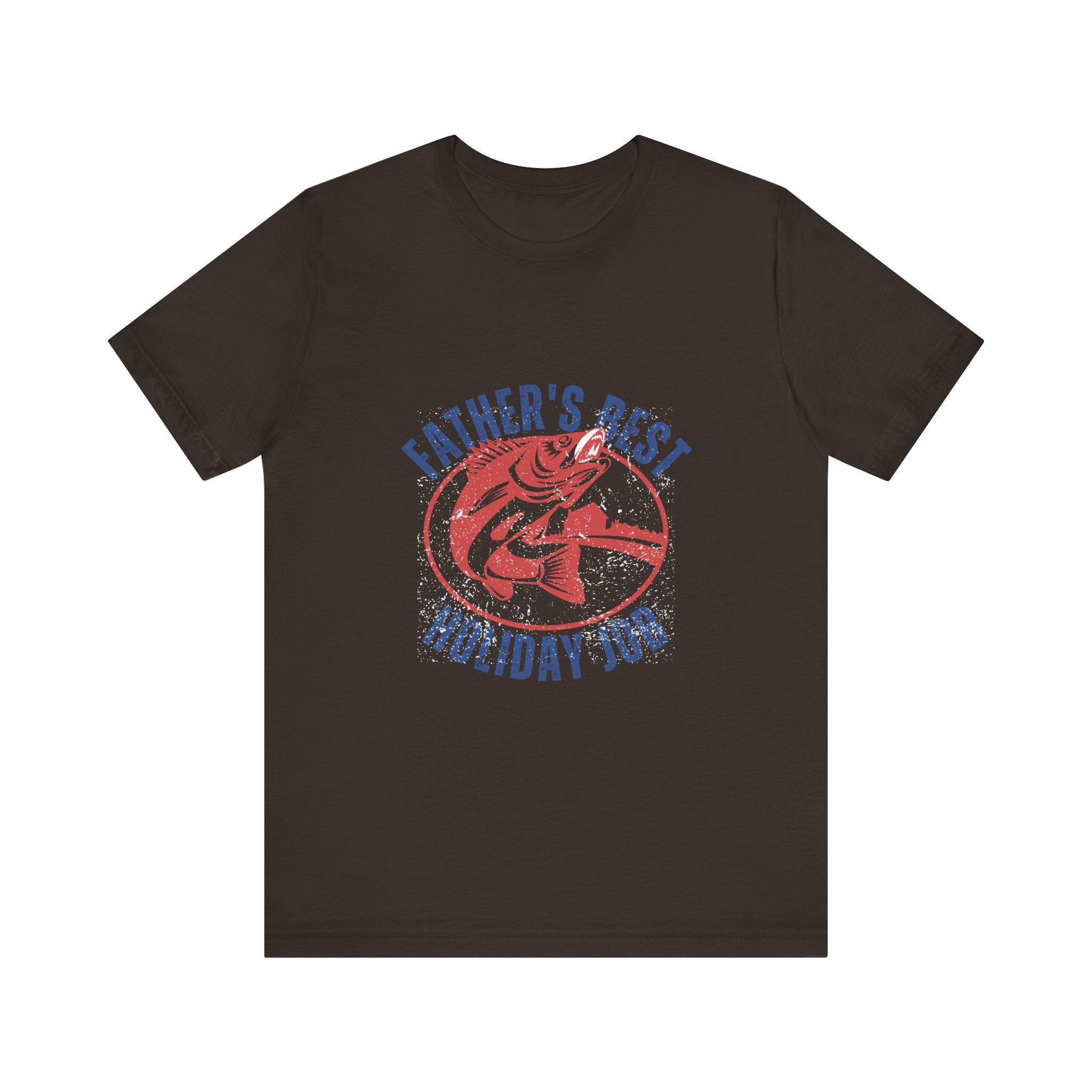 Father's Best Holiday Job T-Shirt — Vintage Fishing Dad Christmas Tee