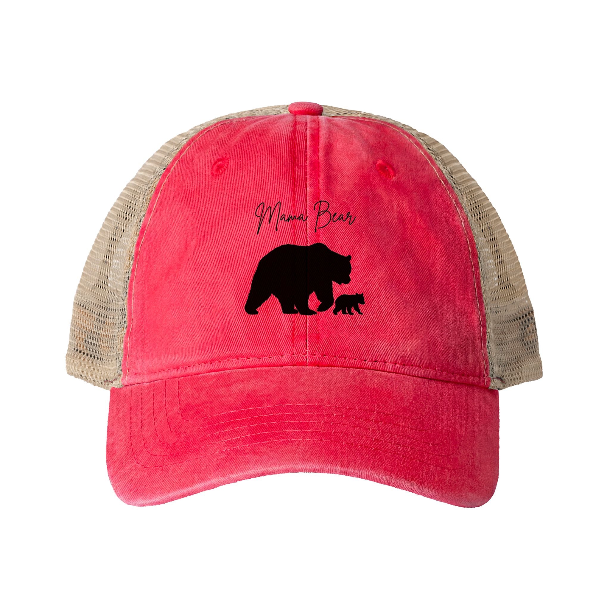 Women's Washed Mesh-Back Cap - Mama Bear