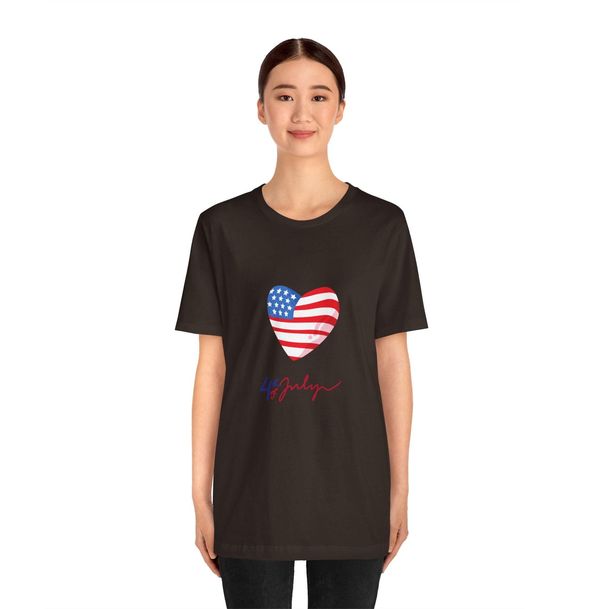 4th of July Heart Flag Tee — American Flag Heart Graphic T-Shirt