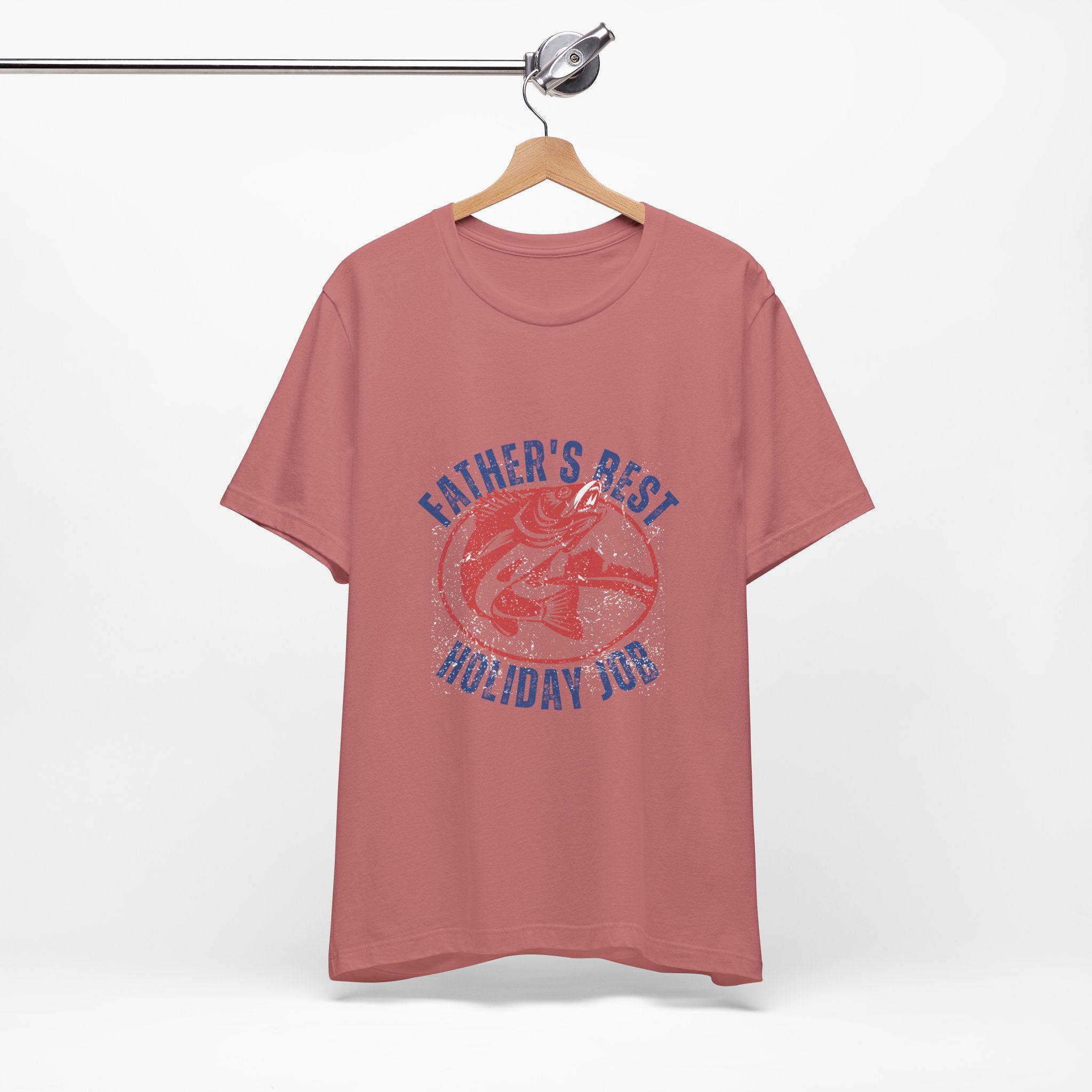 Father's Best Holiday Job T-Shirt — Vintage Fishing Dad Christmas Tee