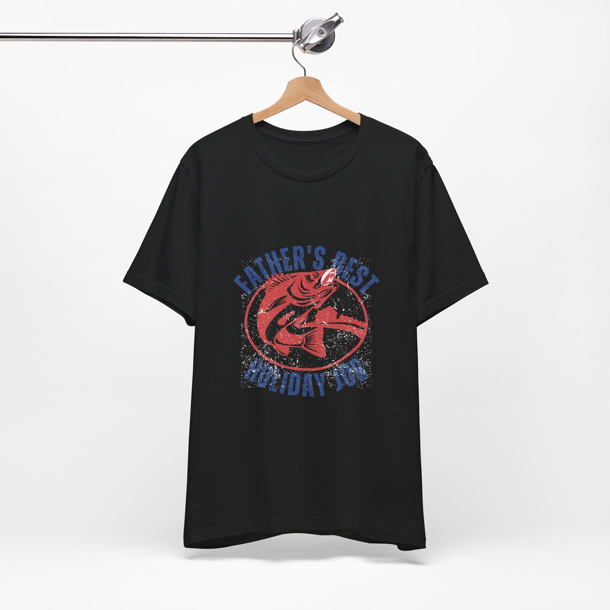 Father's Best Holiday Job T-Shirt — Vintage Fishing Dad Christmas Tee