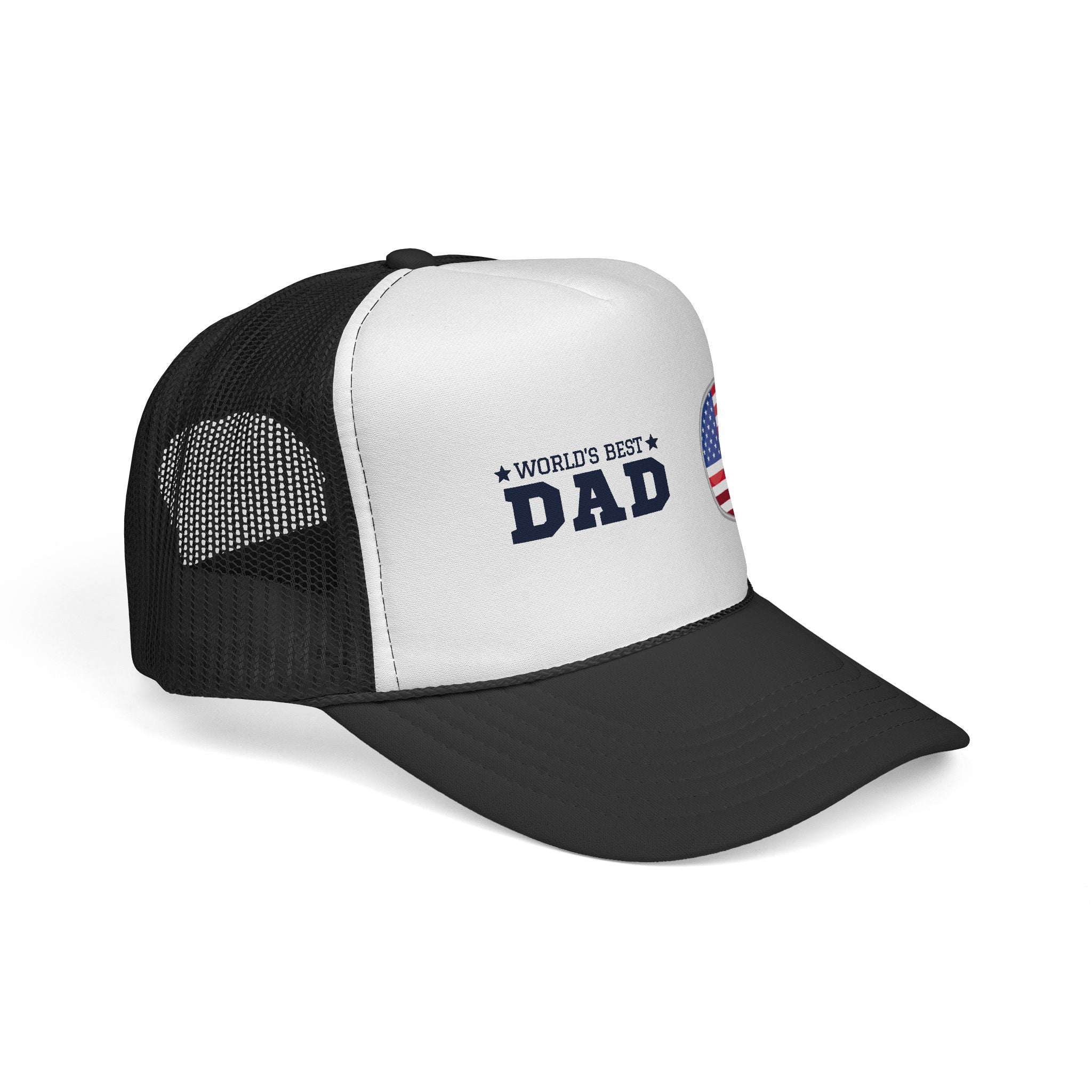 World's Best Dad Trucker Cap — Patriotic American Flag Father’s Day Hat