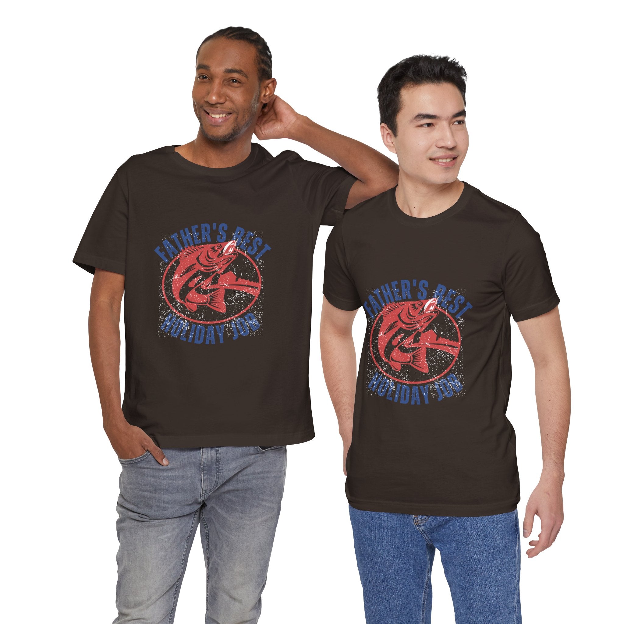 Father's Best Holiday Job T-Shirt — Vintage Fishing Dad Christmas Tee