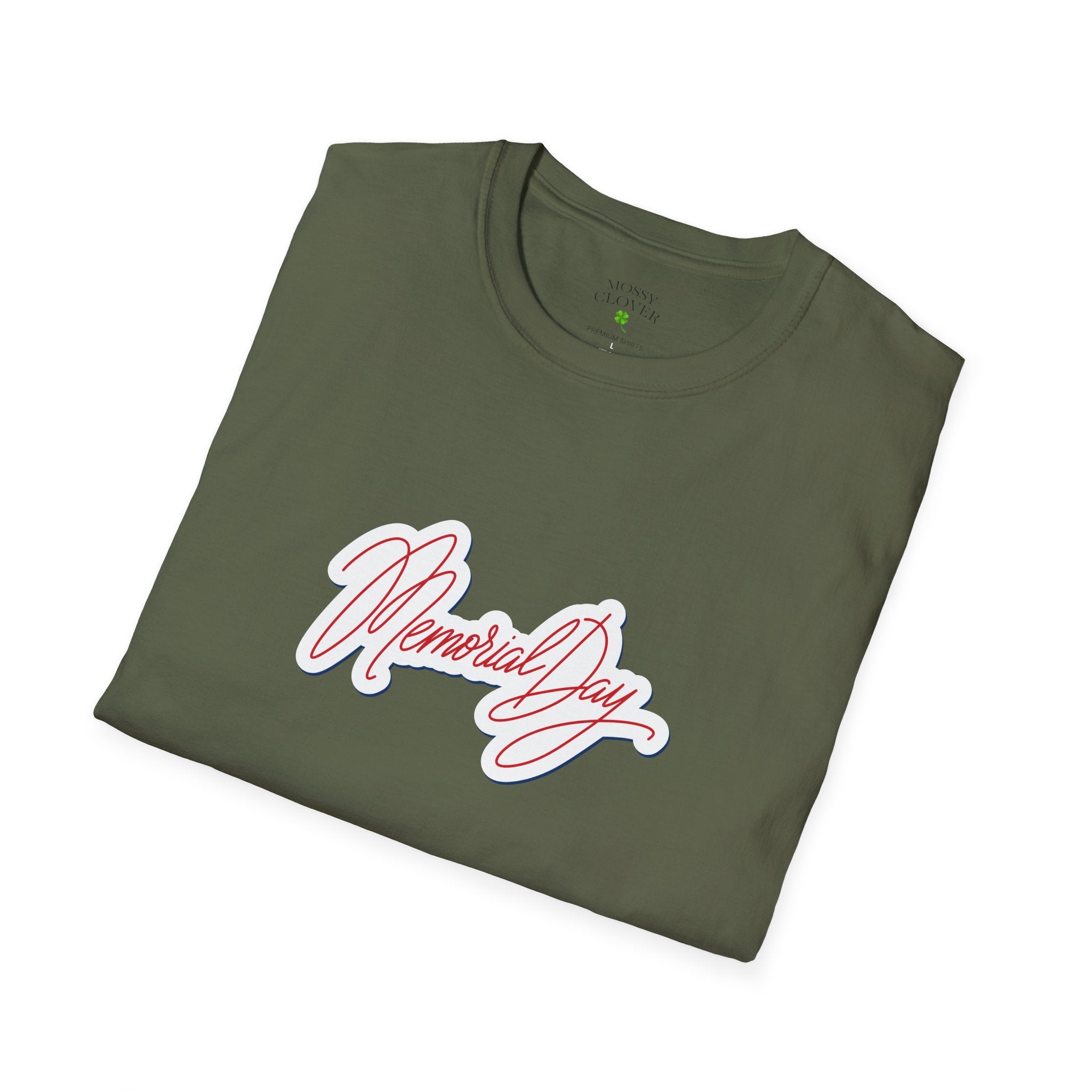 Memorial Day T-Shirt – 'Memorial Day' Script Front & American Flag Back