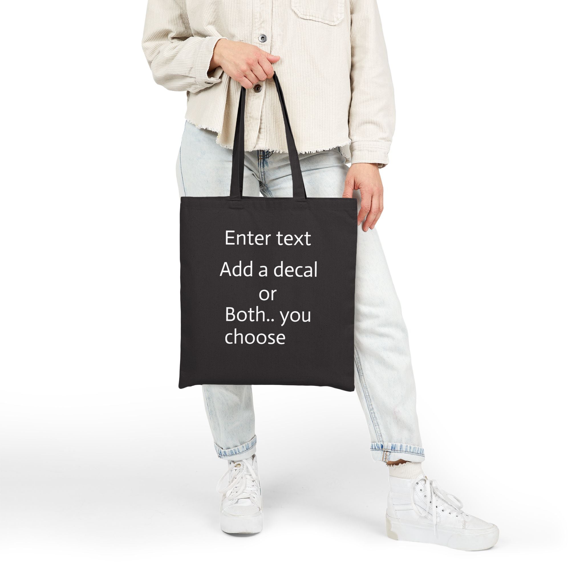 Canvas Tote Bag — Customizable Natural Cotton Tote (Add Text or Decal)