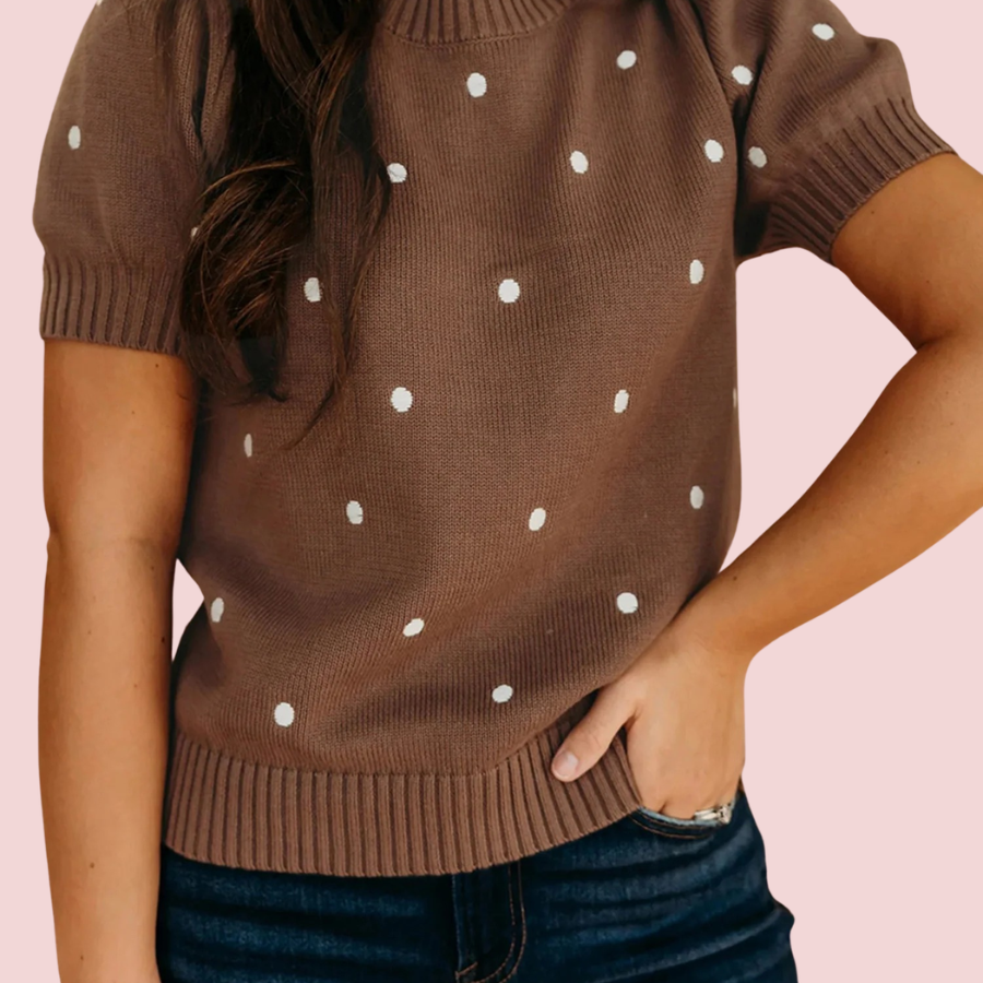 Polka Dot Bubble Short Sleeve Sweater