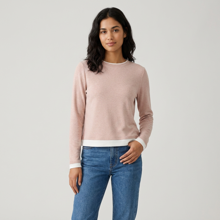 Faux Two-Piece Patchwork Long Sleeve Top