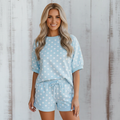 Polka Dot Oversized Top & Drawstring Shorts Set