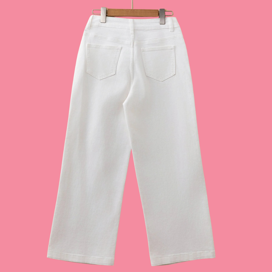 Pearl Embellished Side Seam Ankle Length Shift Jeans