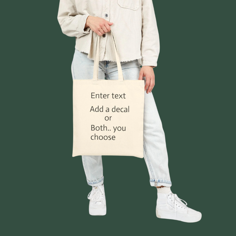 Canvas Tote Bag — Customizable Natural Cotton Tote (Add Text or Decal)