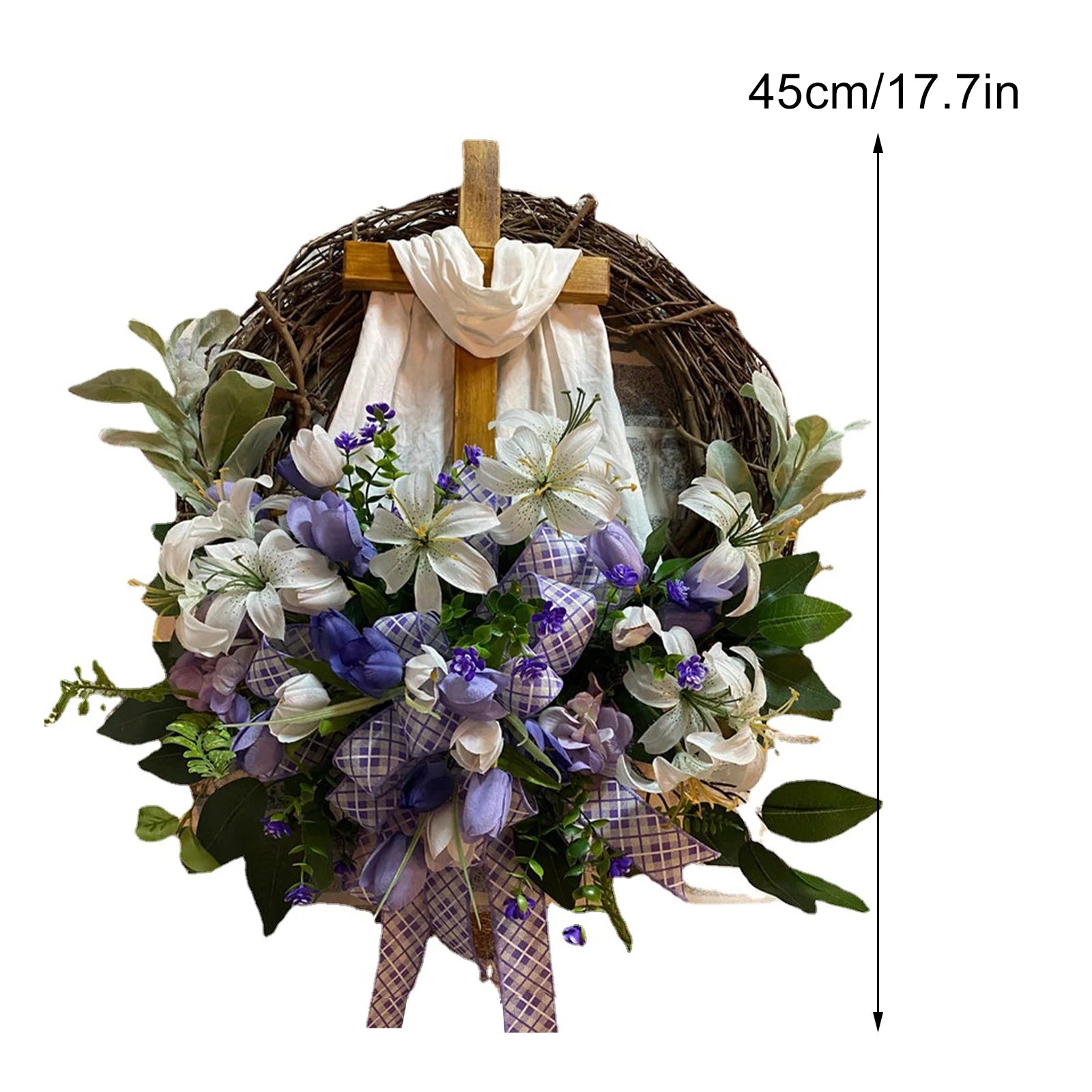 Full Bloom Easter Cross Wreath – Vibrant Spring Door Decor