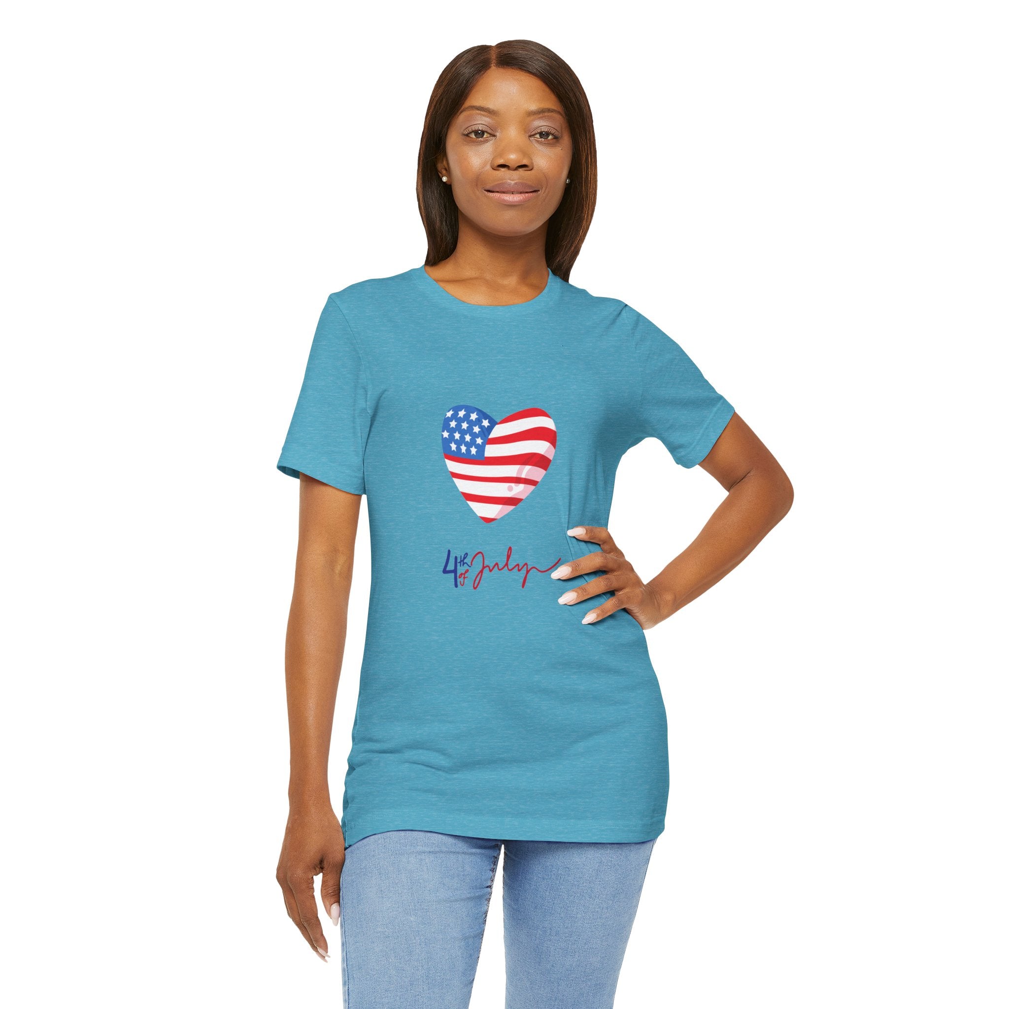 4th of July Heart Flag Tee — American Flag Heart Graphic T-Shirt