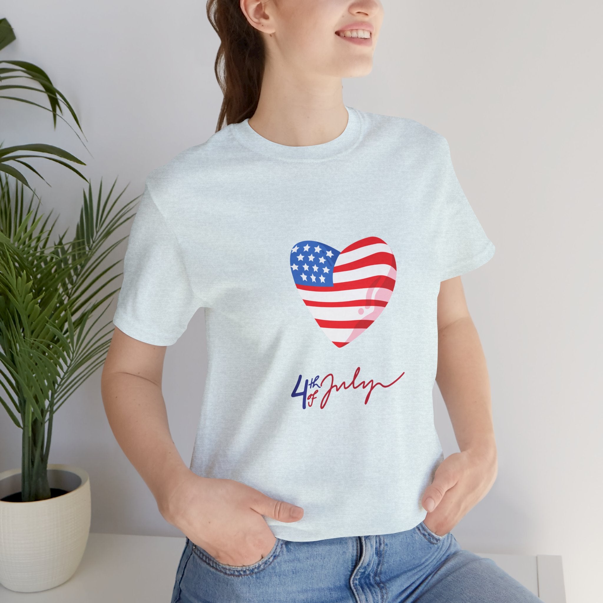 4th of July Heart Flag Tee — American Flag Heart Graphic T-Shirt