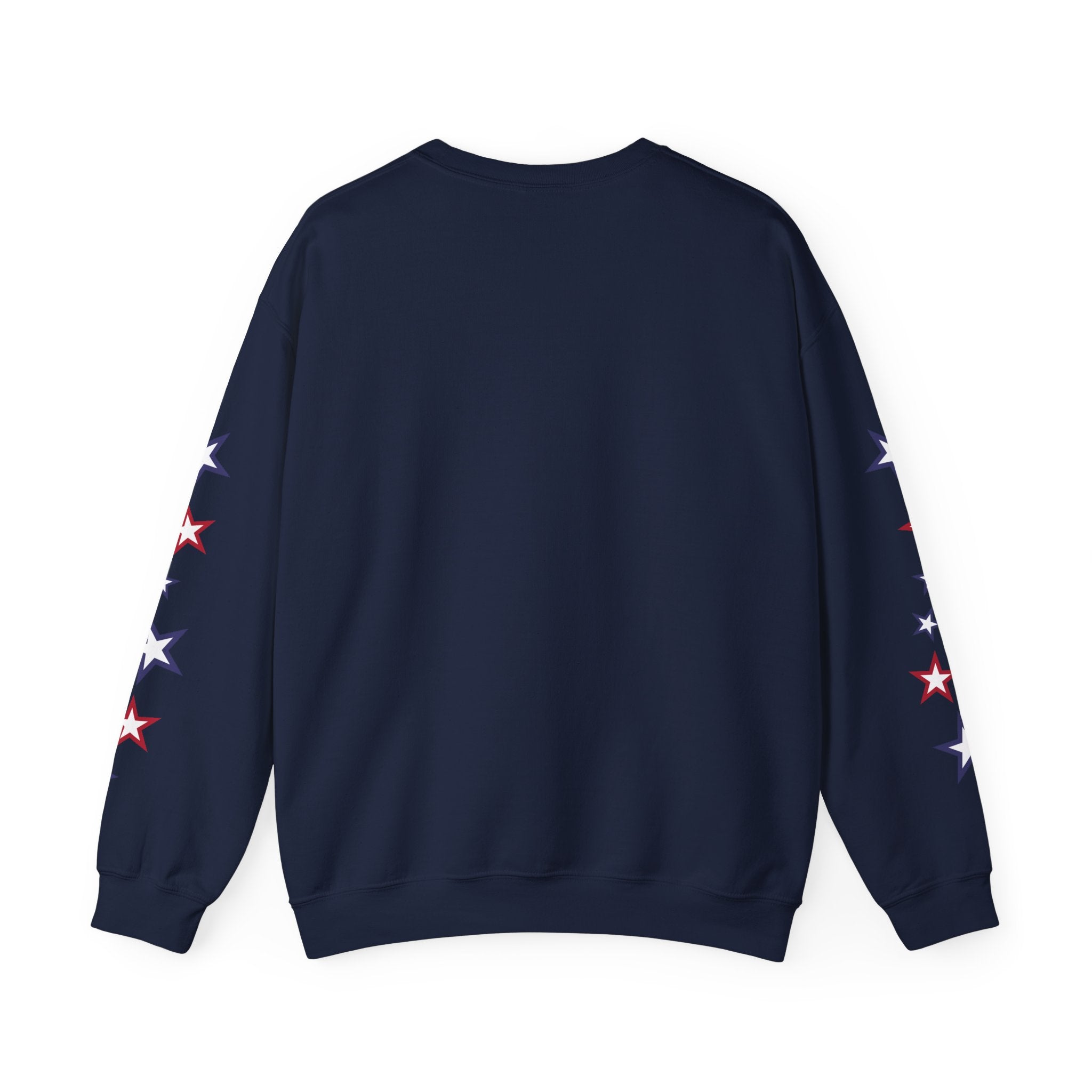 American Flag Castle Crewneck Sweatshirt — Patriotic Stars Sleeve Pullover