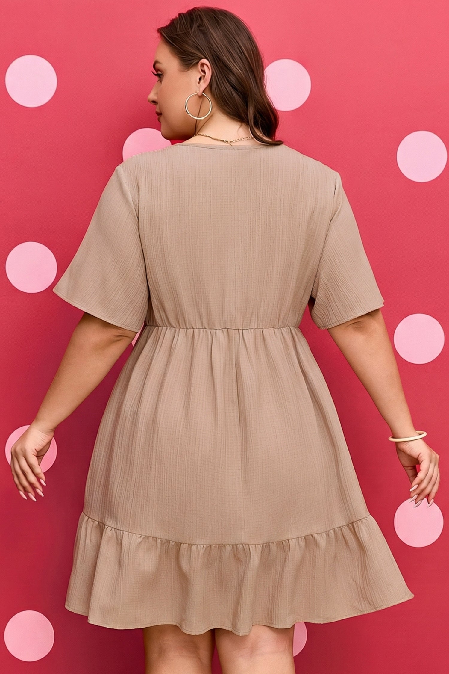 Women’s Textured Ruffle Dress – Graceful Comfort Collection