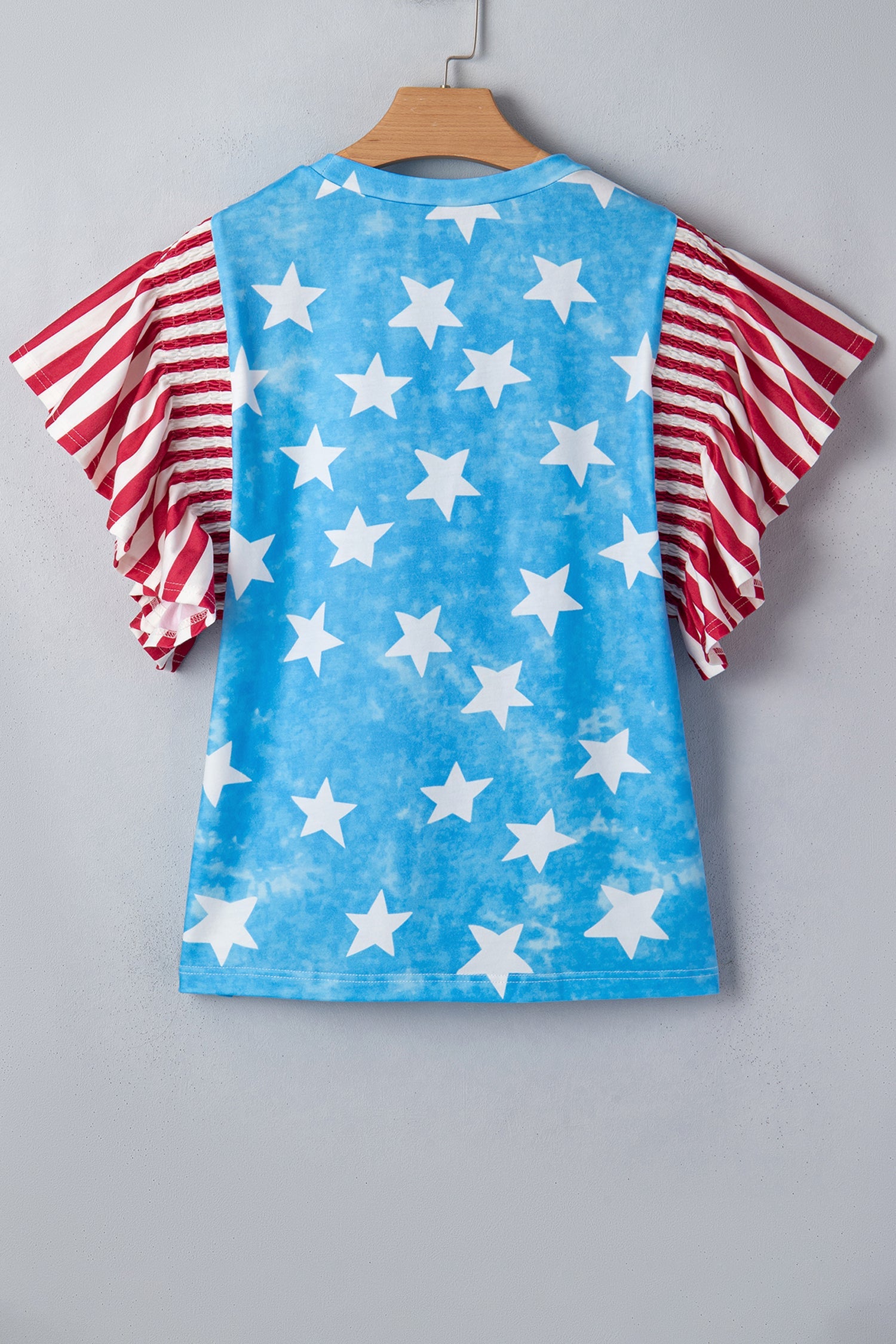 Stars & Stripes Mineral Wash Ruffle Sleeve Top