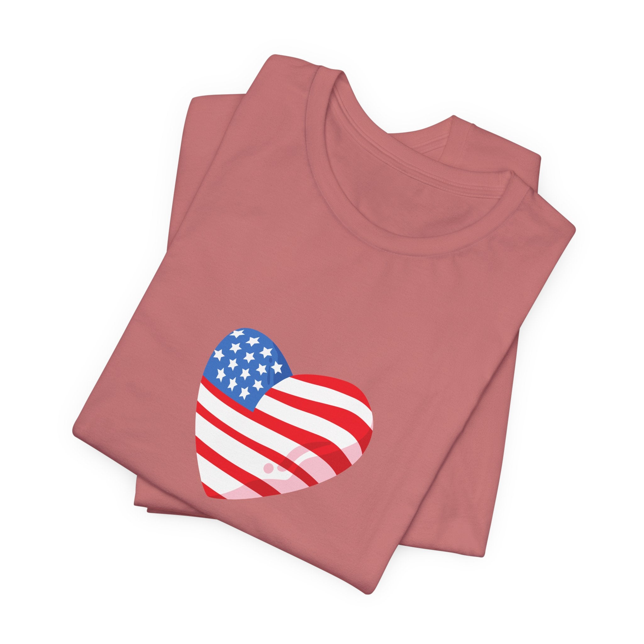 4th of July Heart Flag Tee — American Flag Heart Graphic T-Shirt
