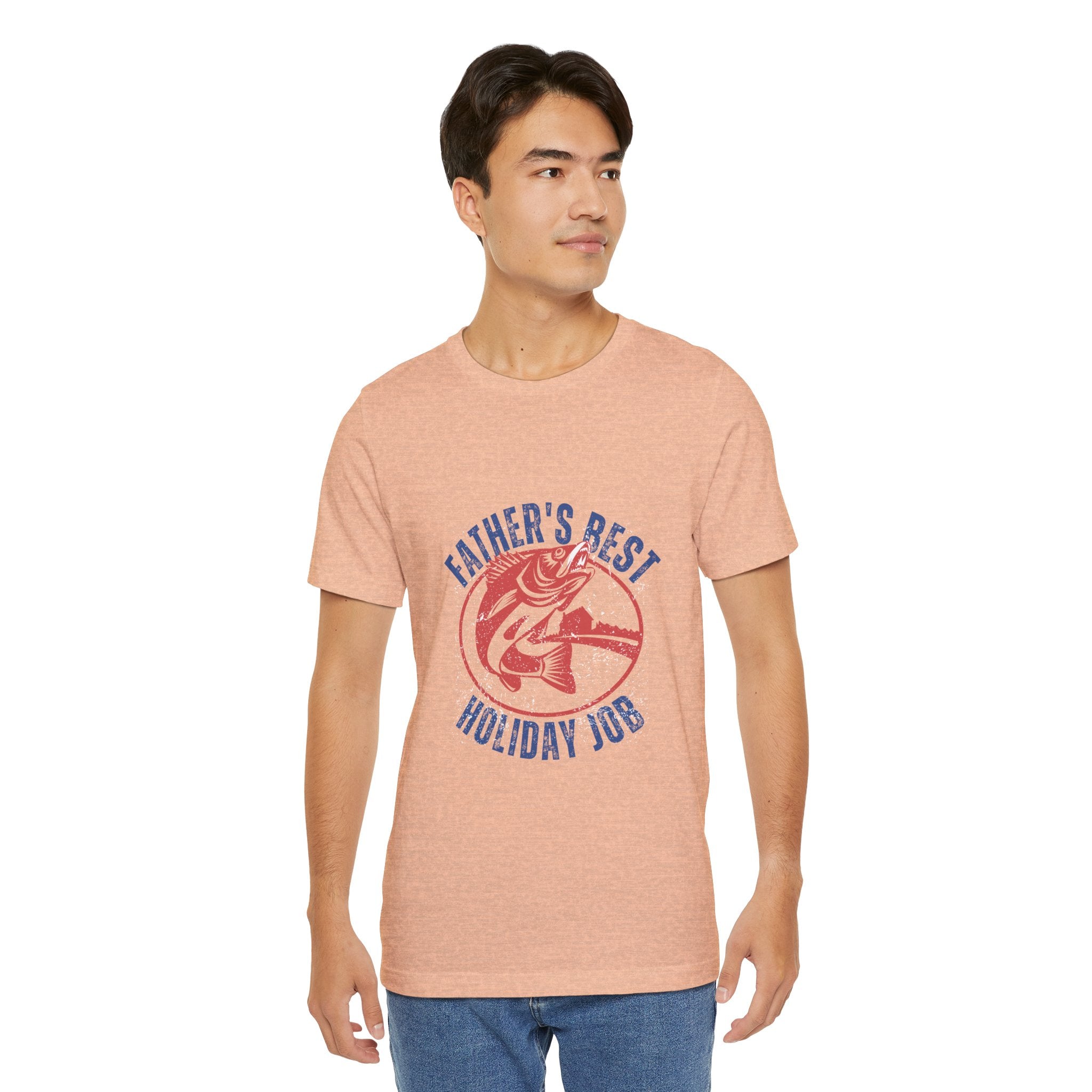 Father's Best Holiday Job T-Shirt — Vintage Fishing Dad Christmas Tee