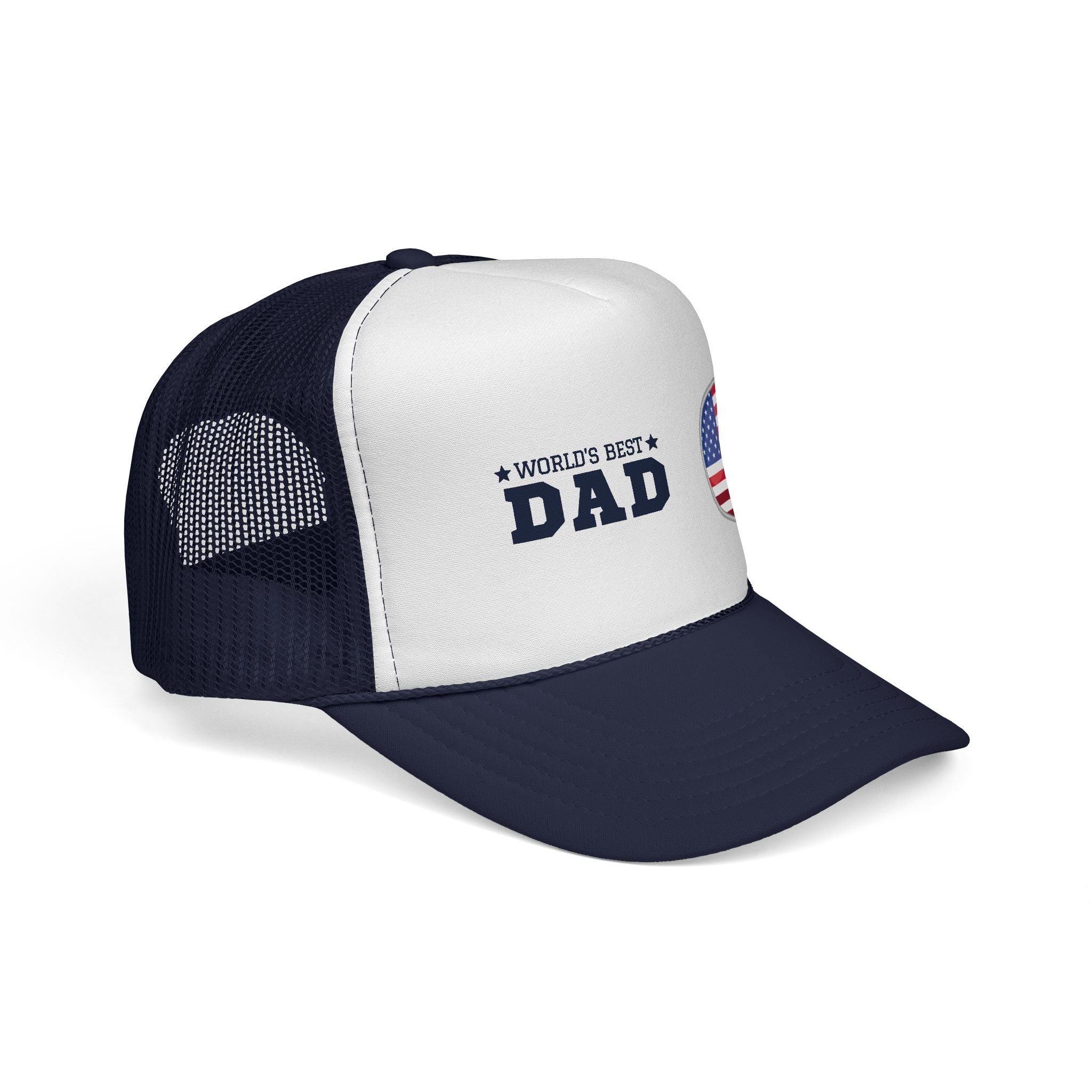 World's Best Dad Trucker Cap — Patriotic American Flag Father’s Day Hat