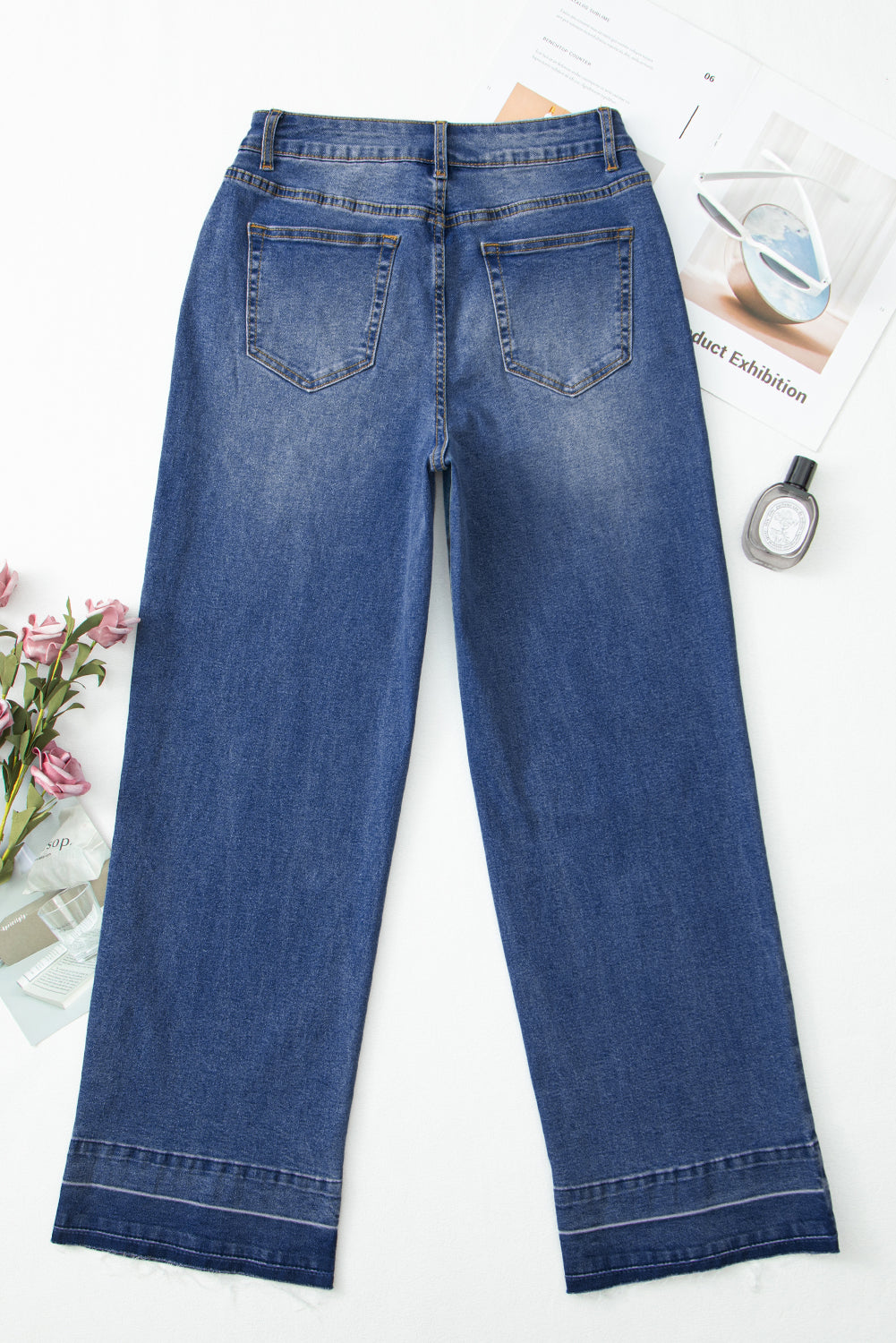 Ridgeway Raw Hem Jeans — High-Rise Straight Leg Denim