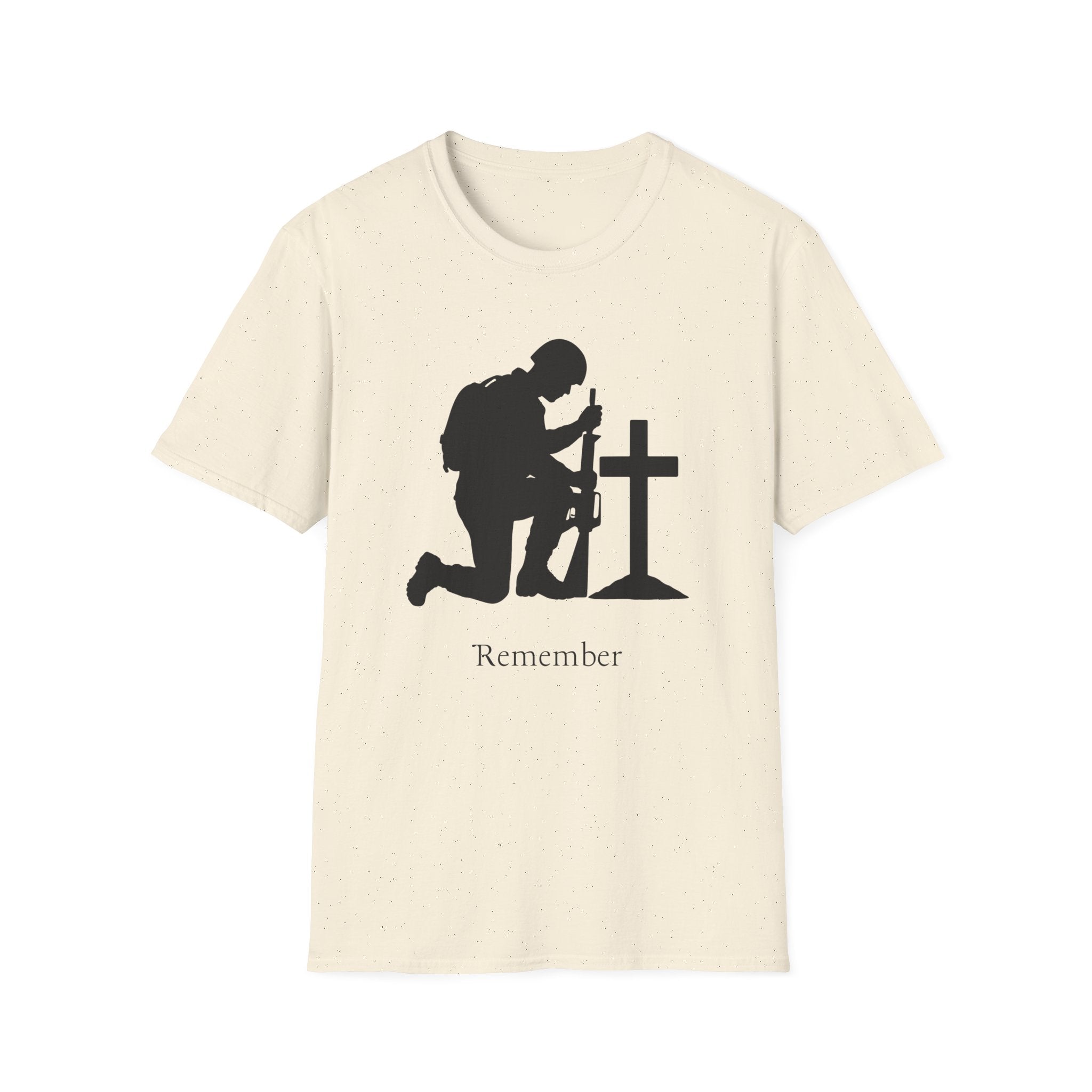 Remember Soldier Kneeling Cross T-Shirt — Military Memorial Tee