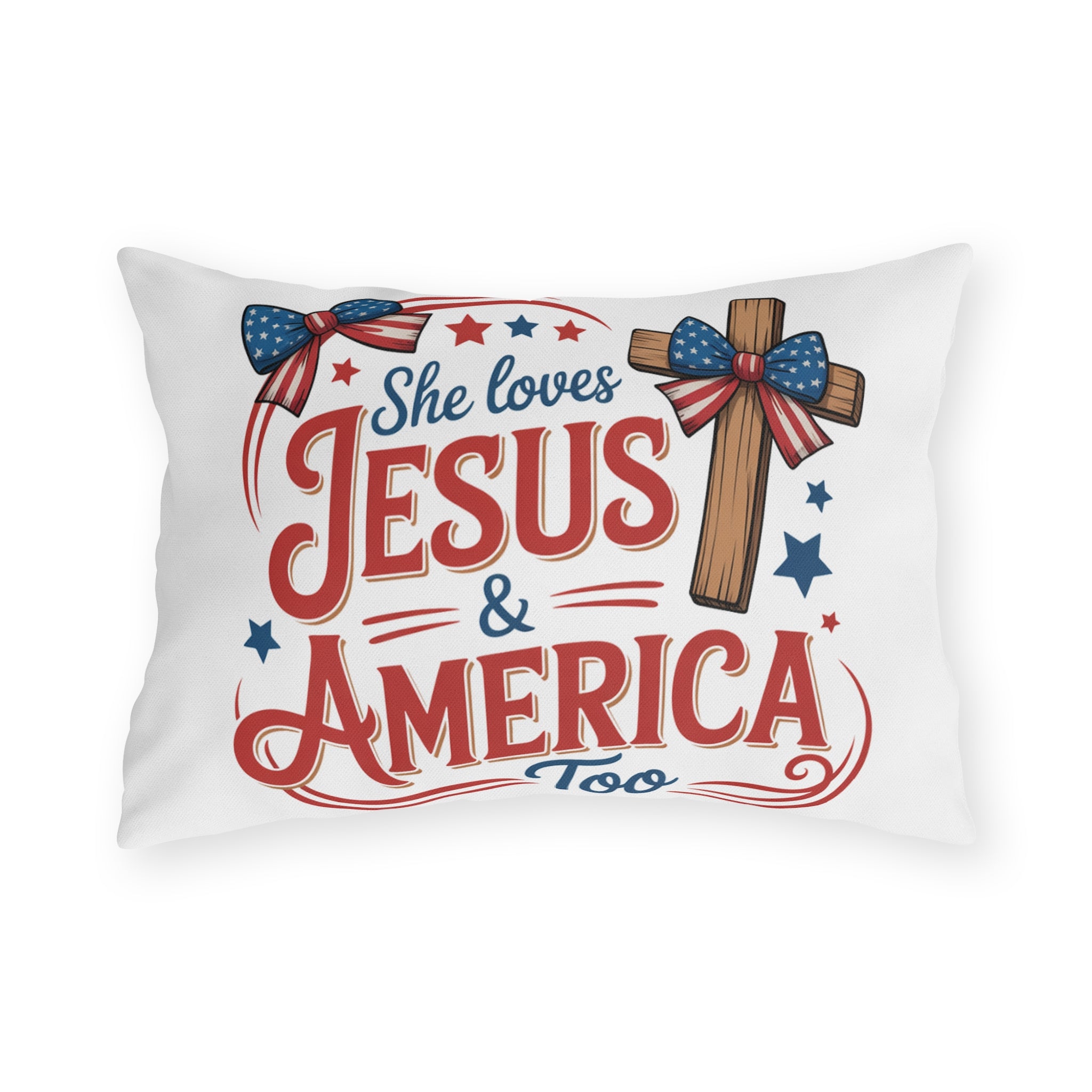 4th of July Outdoor Pillow - Patriotic Peace Love America Throw Pillow
