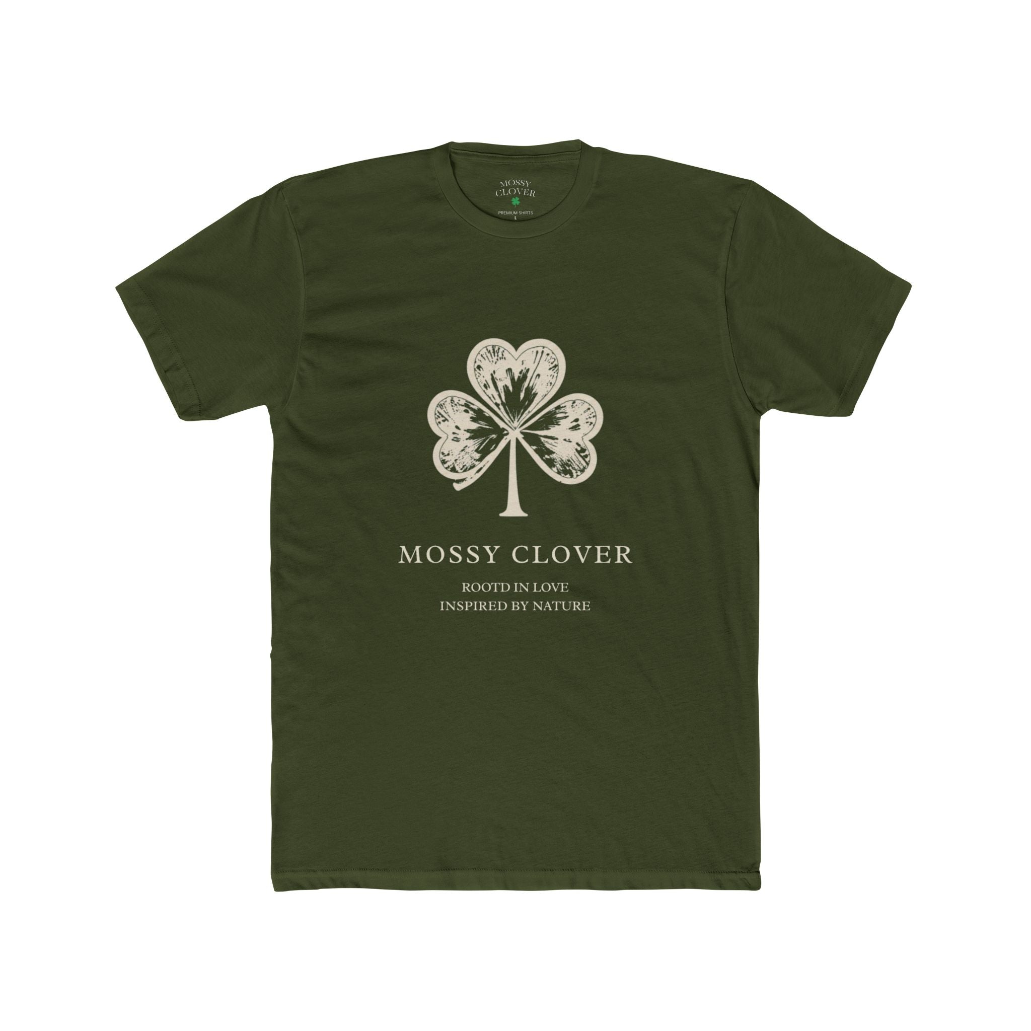 Mossy Clover Graphic Tee — Botanical Shamrock Design