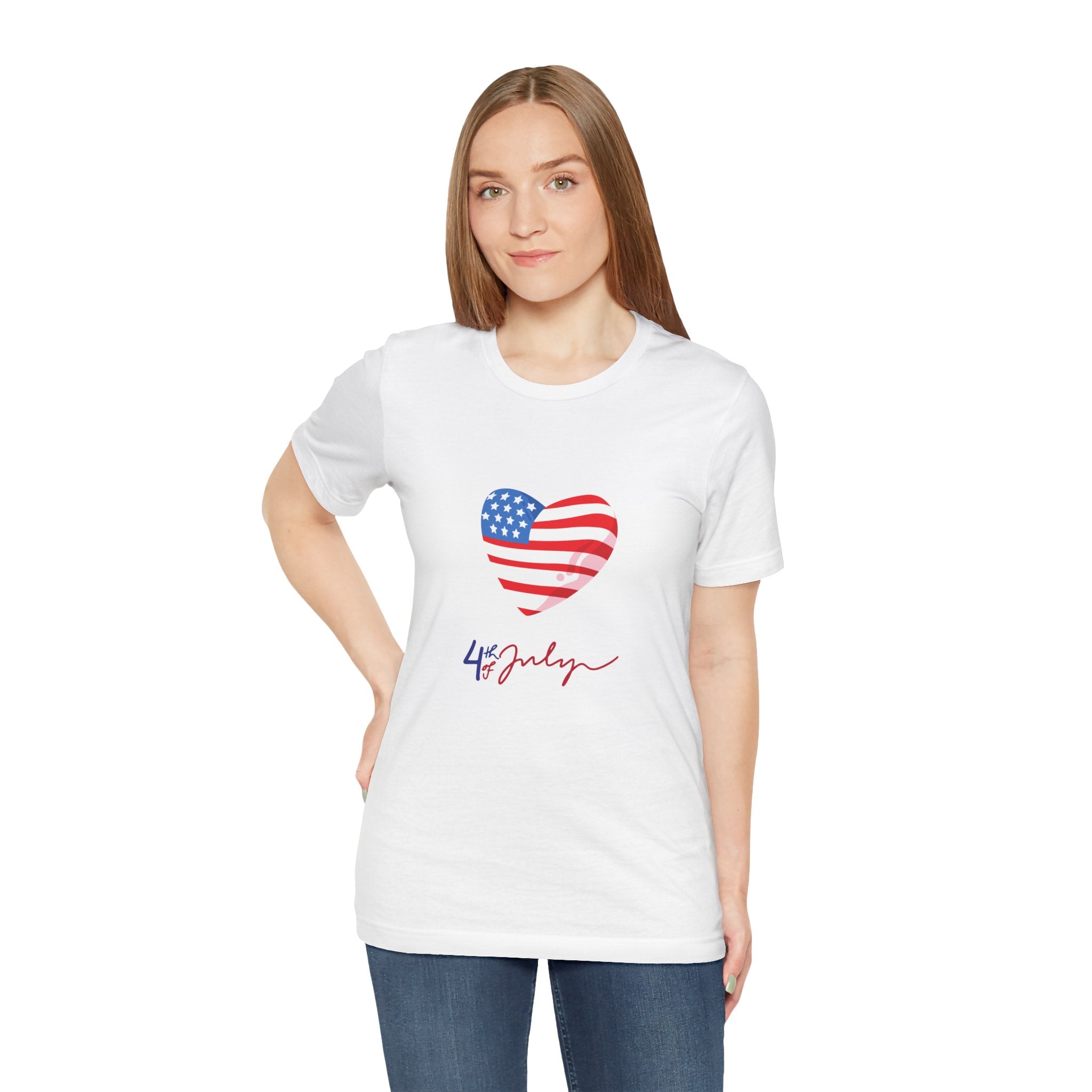 4th of July Heart Flag Tee — American Flag Heart Graphic T-Shirt