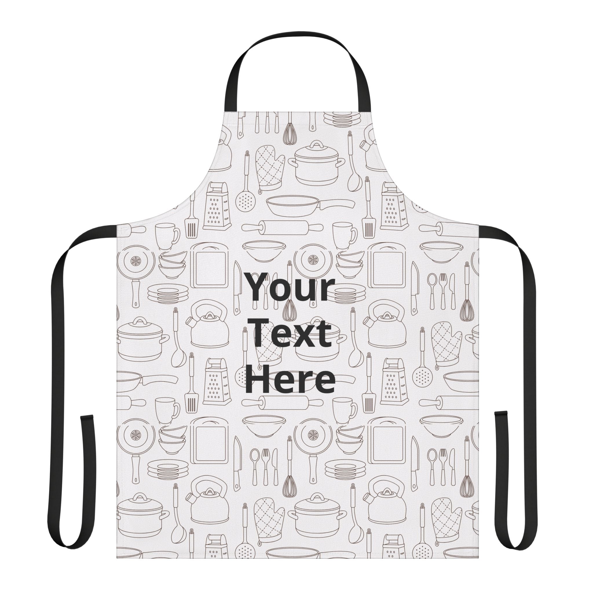 Custom Kitchen Apron - Personalized "Your Text Here" Cooking Apron with Utensil Pattern