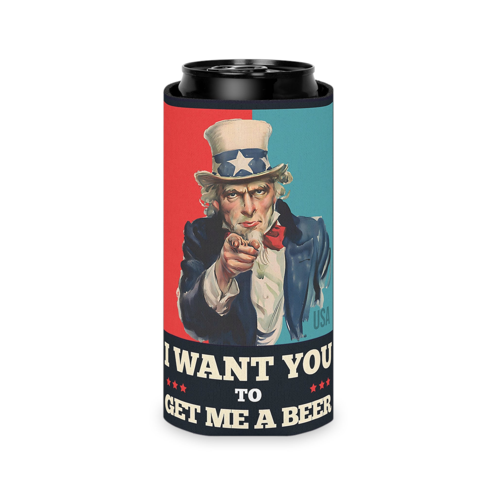 Can Cooler — "Red, White & Brew" Patriotic Beer Koozie for 4th of July