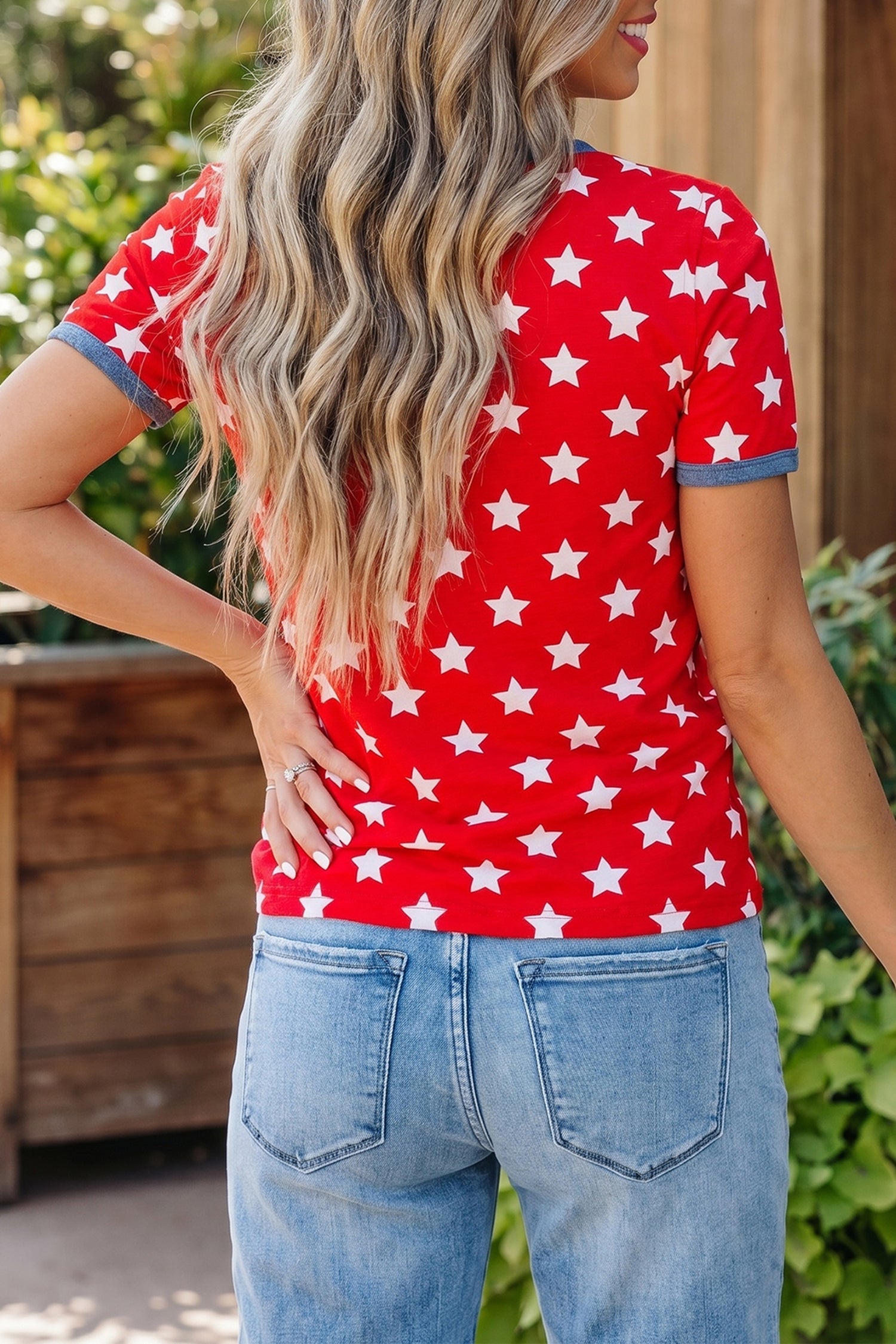 Americana Stars Colorblock Short Sleeve Top
