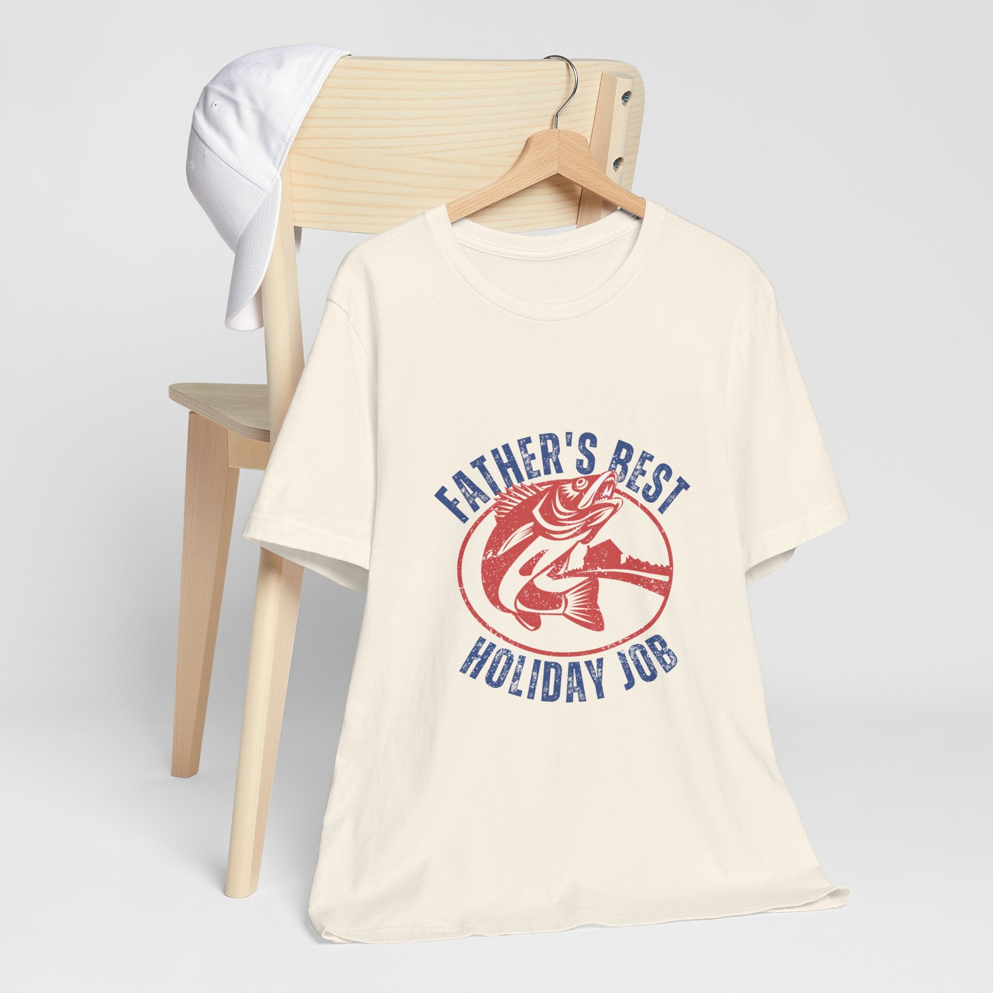 Father's Best Holiday Job T-Shirt — Vintage Fishing Dad Christmas Tee