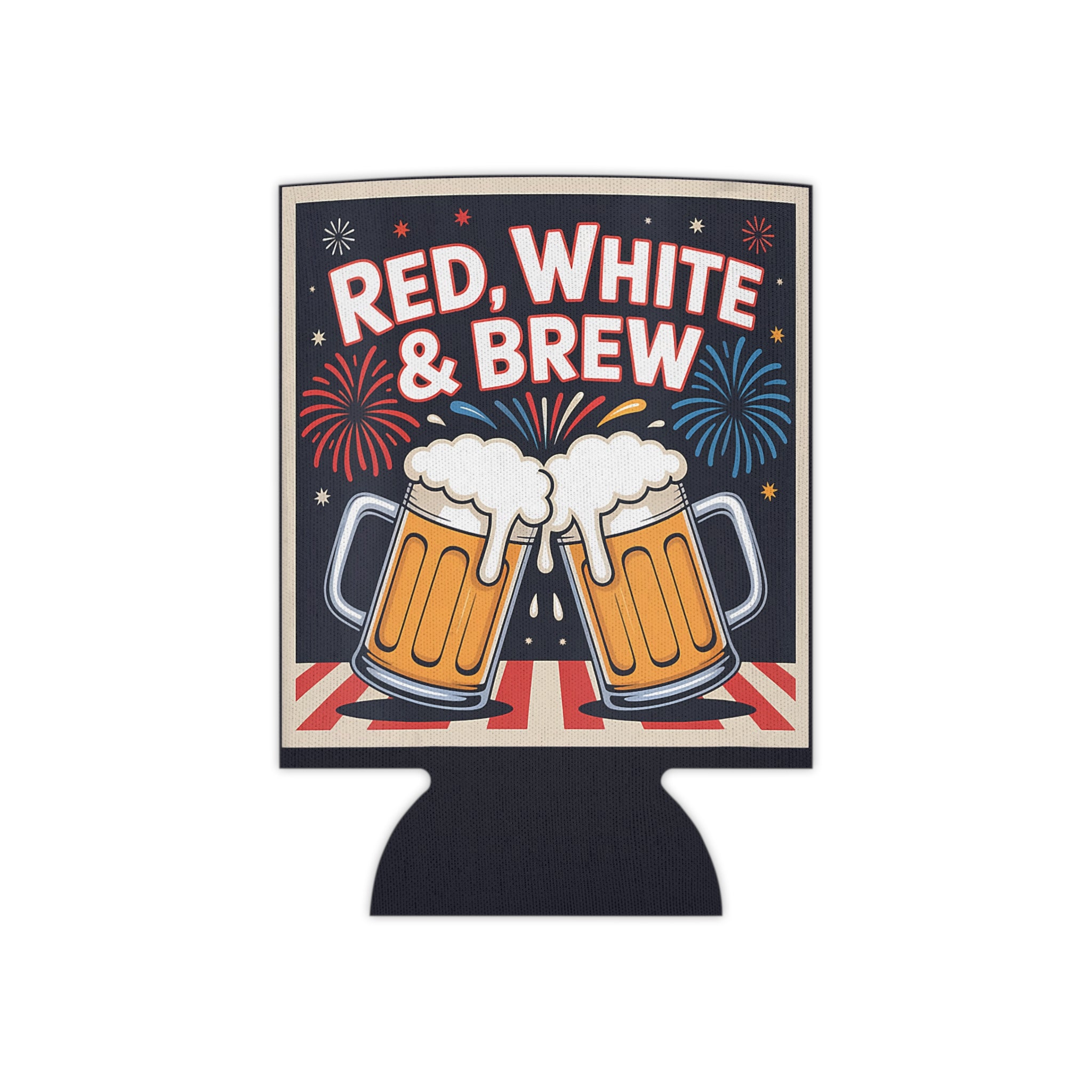 Can Cooler — "Red, White & Brew" Patriotic Beer Koozie for 4th of July