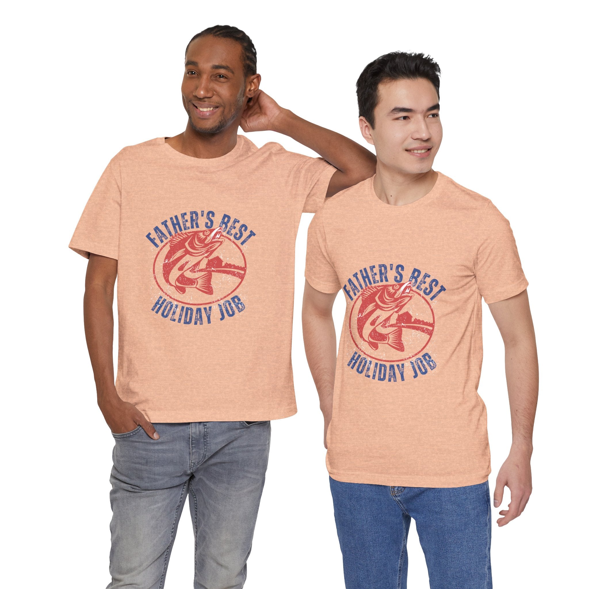 Father's Best Holiday Job T-Shirt — Vintage Fishing Dad Christmas Tee