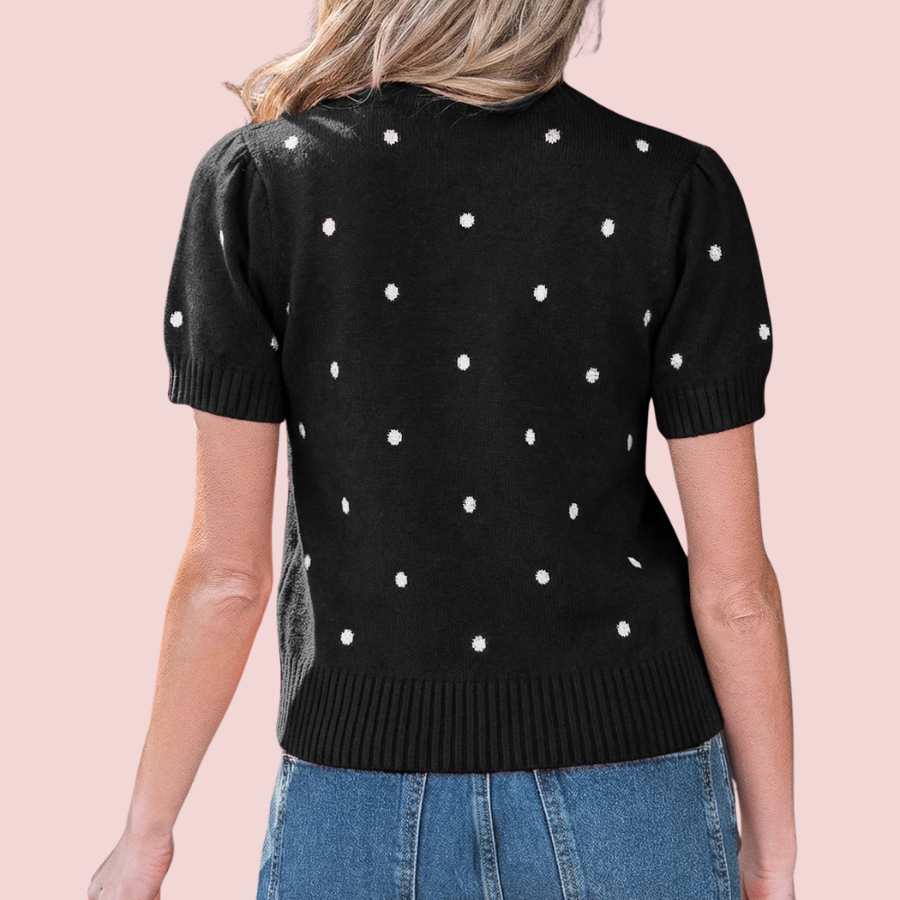 Polka Dot Bubble Short Sleeve Sweater