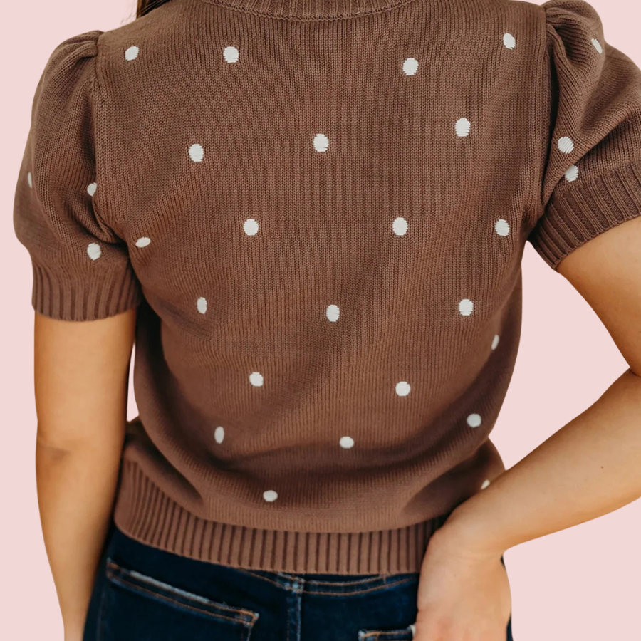 Polka Dot Bubble Short Sleeve Sweater