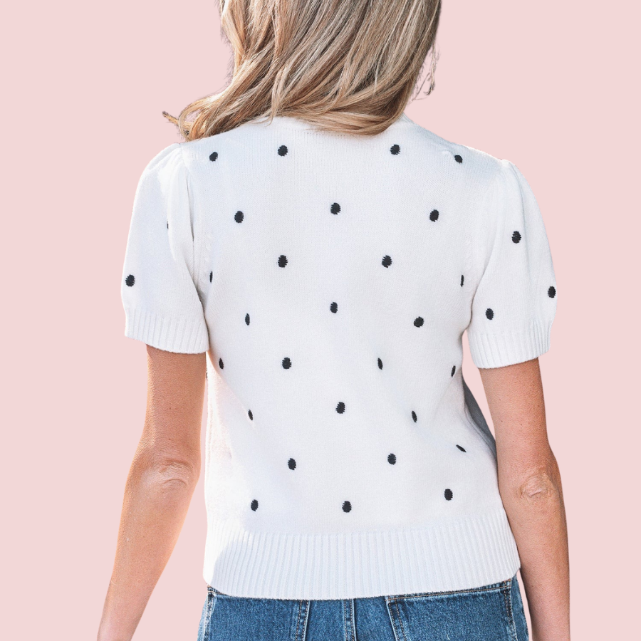 Polka Dot Bubble Short Sleeve Sweater