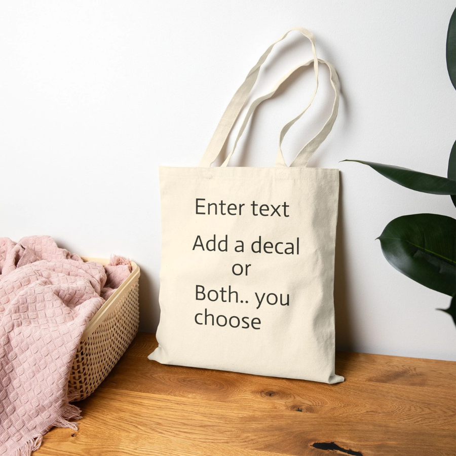 Canvas Tote Bag — Customizable Natural Cotton Tote (Add Text or Decal)