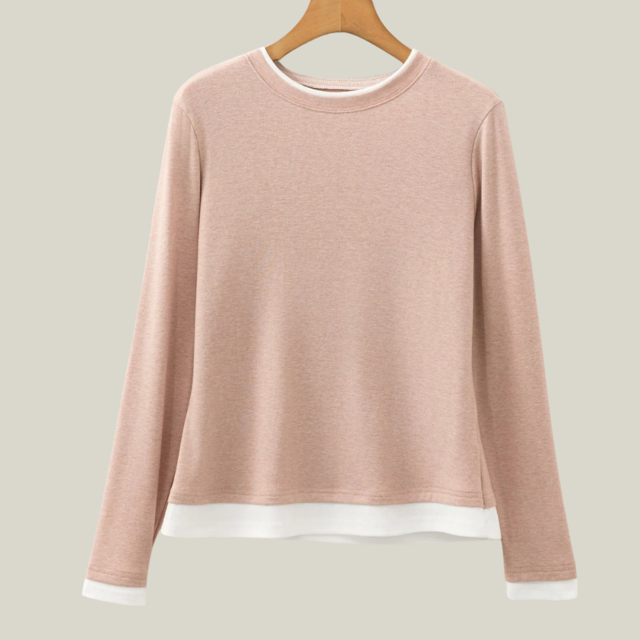 Faux Two-Piece Patchwork Long Sleeve Top